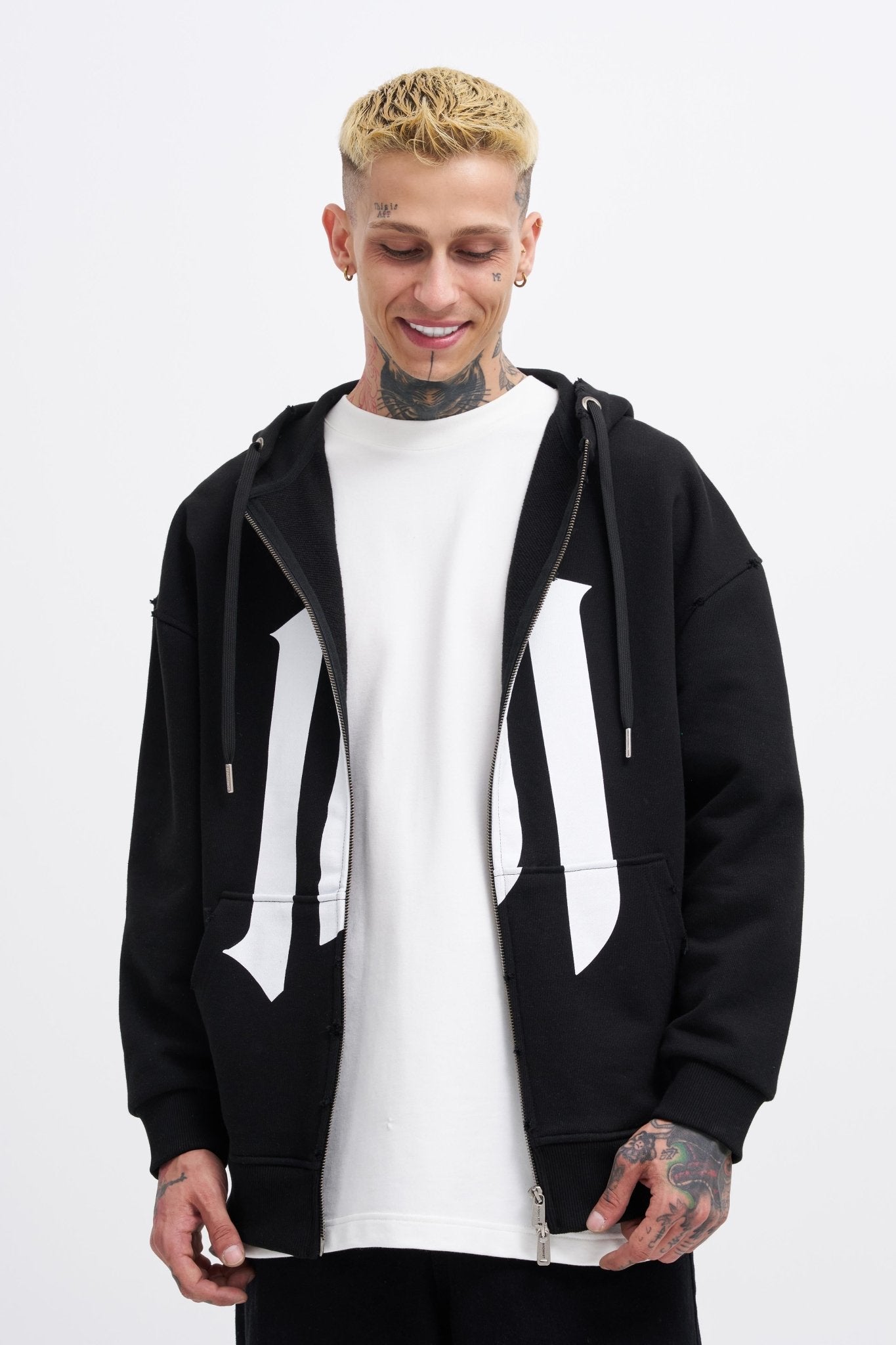 Erkek M Logo Zip Jacket Siyah