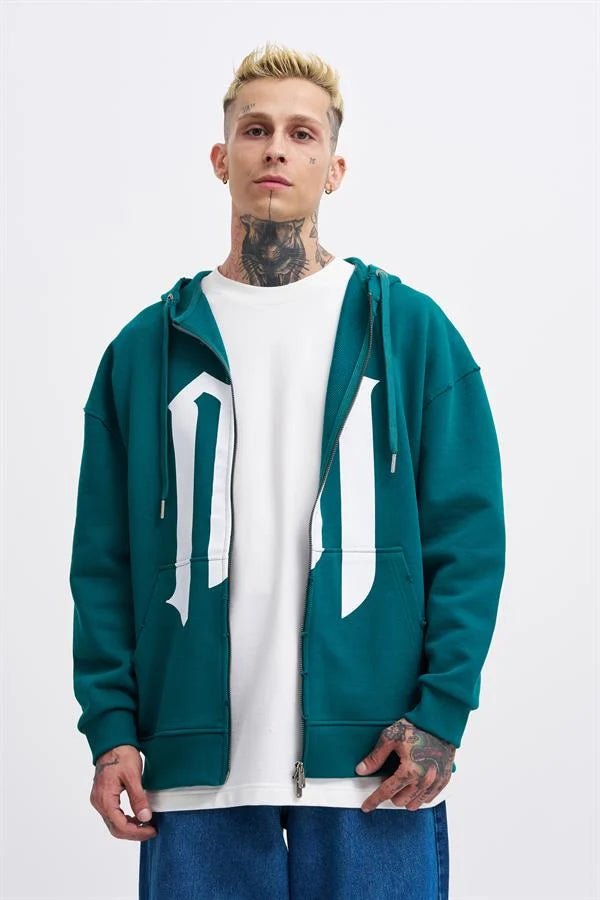 Erkek M Logo Zip Jacket Yağ Yeşili