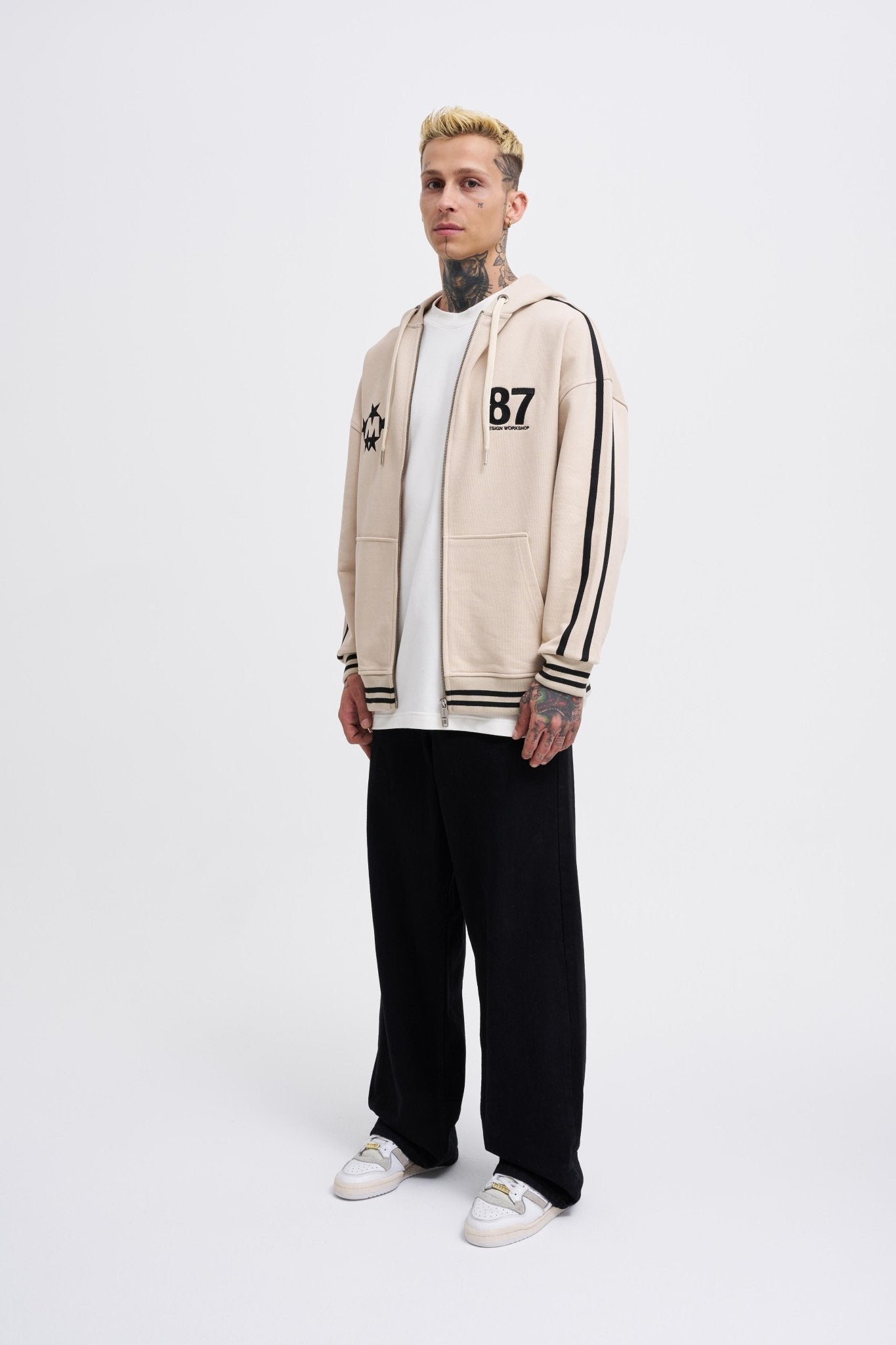 Erkek M Star Logo Zip Jacket Açık Bej