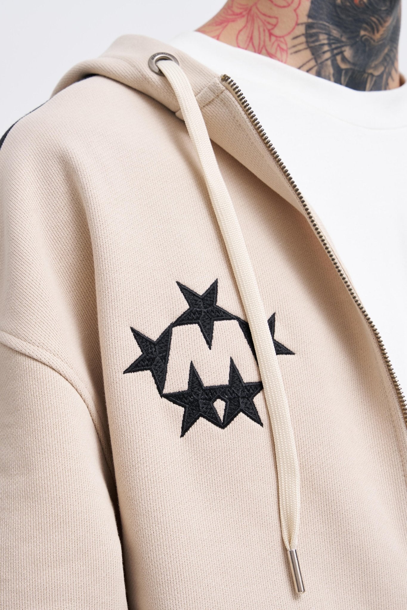 Erkek M Star Logo Zip Jacket Açık Bej
