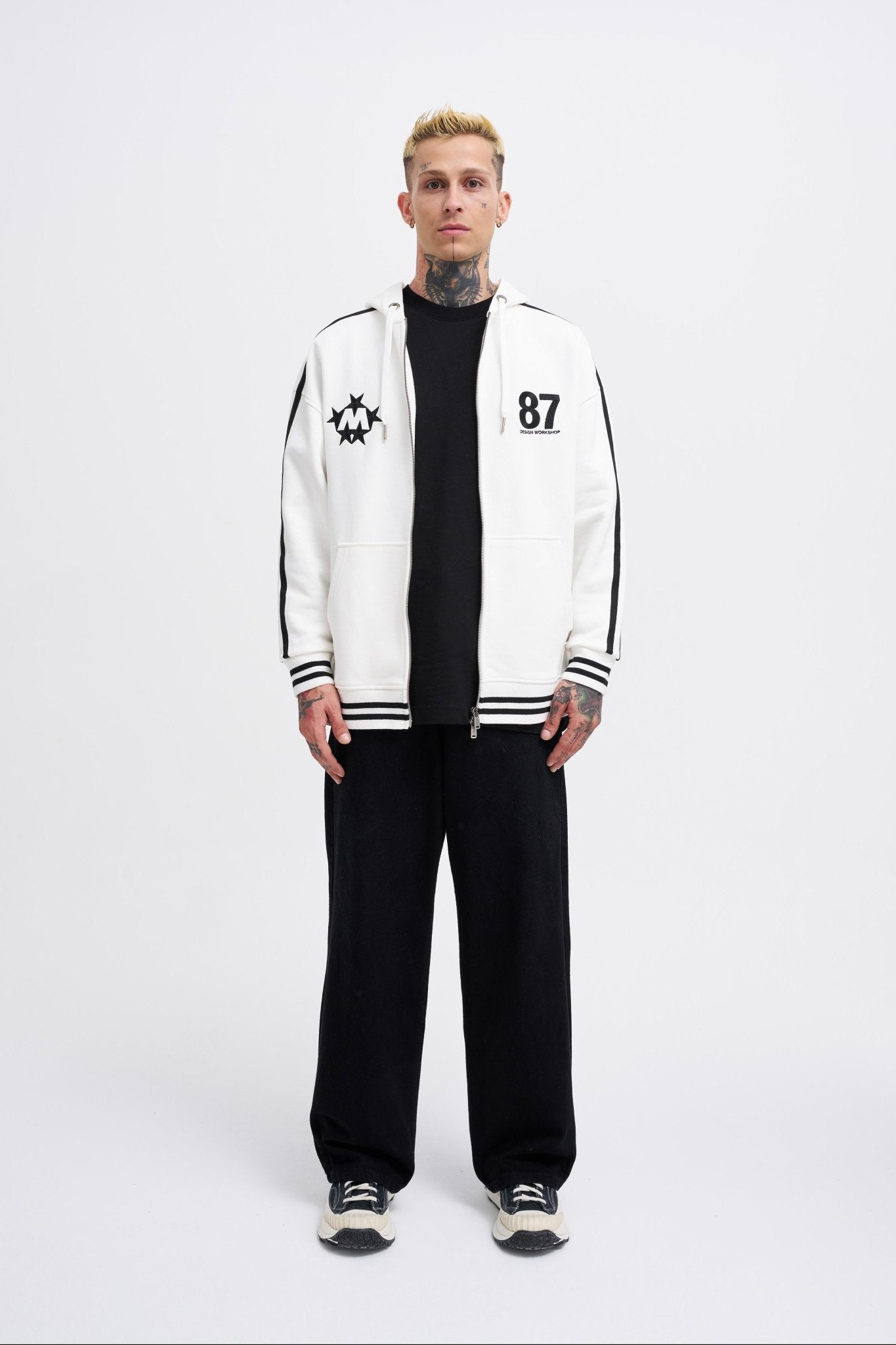 Erkek M Star Logo Zip Jacket Ekru