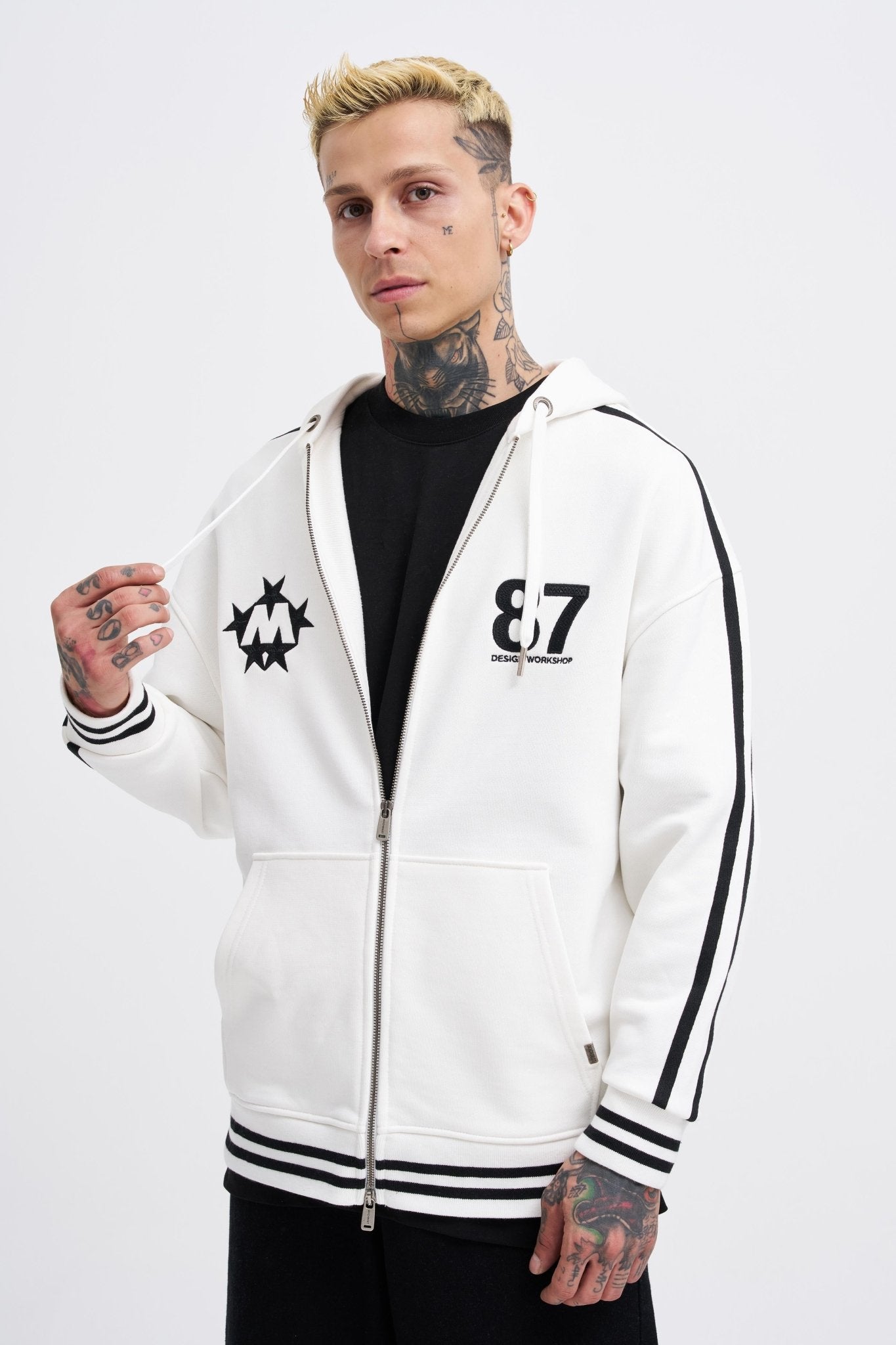 Erkek M Star Logo Zip Jacket Ekru