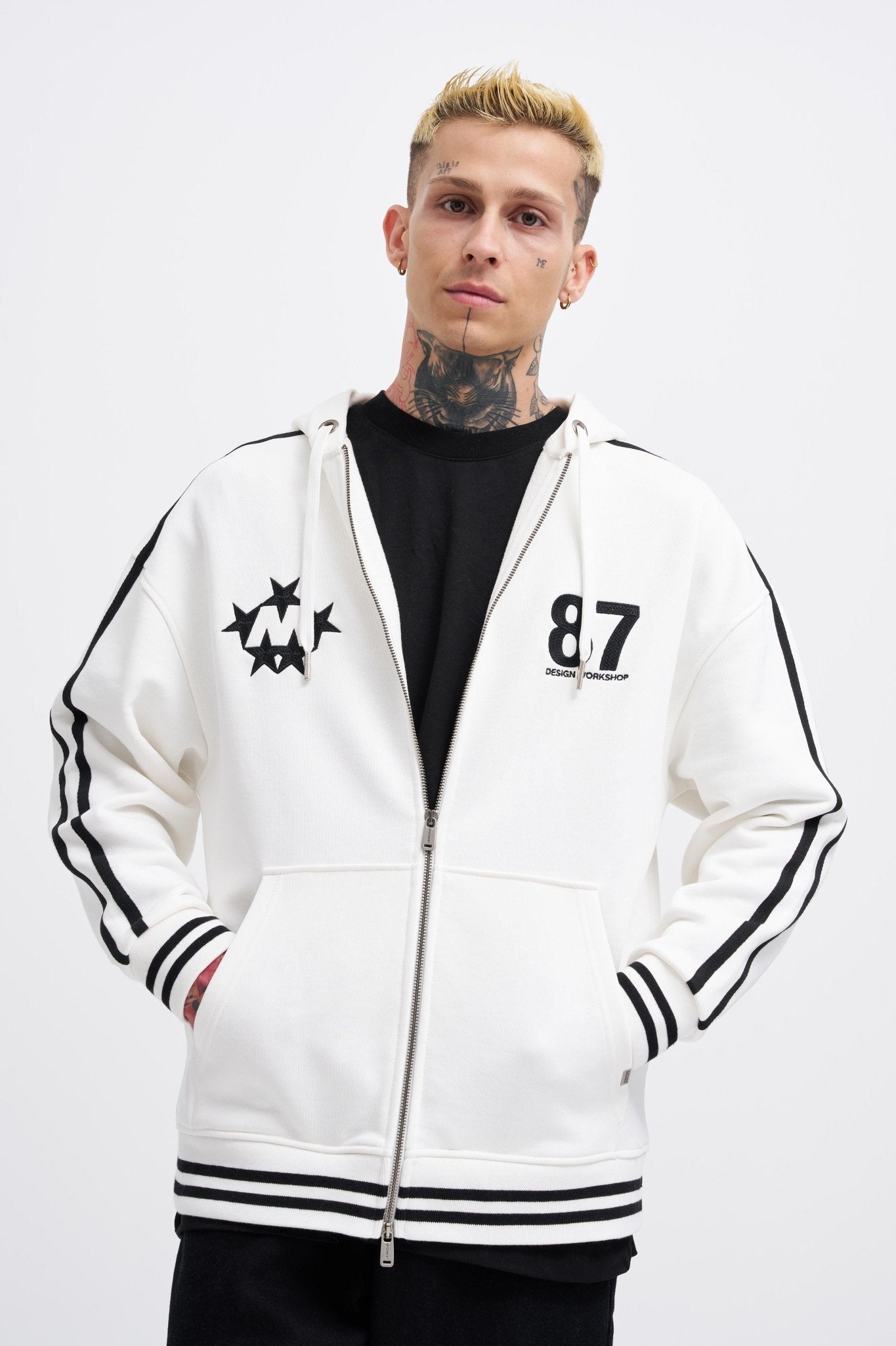 Erkek M Star Logo Zip Jacket Ekru
