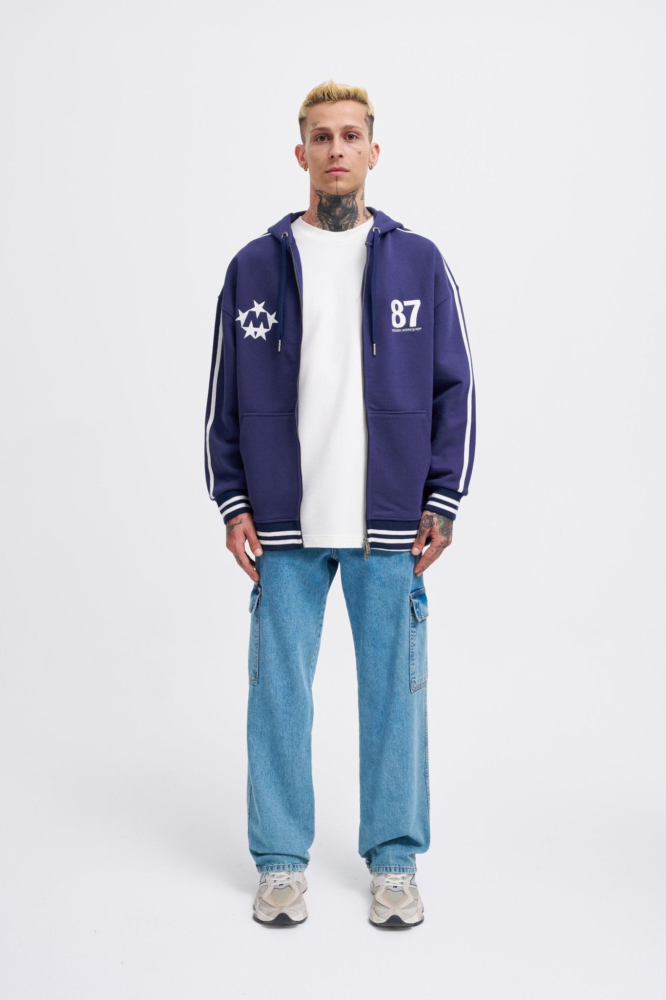 Erkek M Star Logo Zip Jacket Gece Mavisi