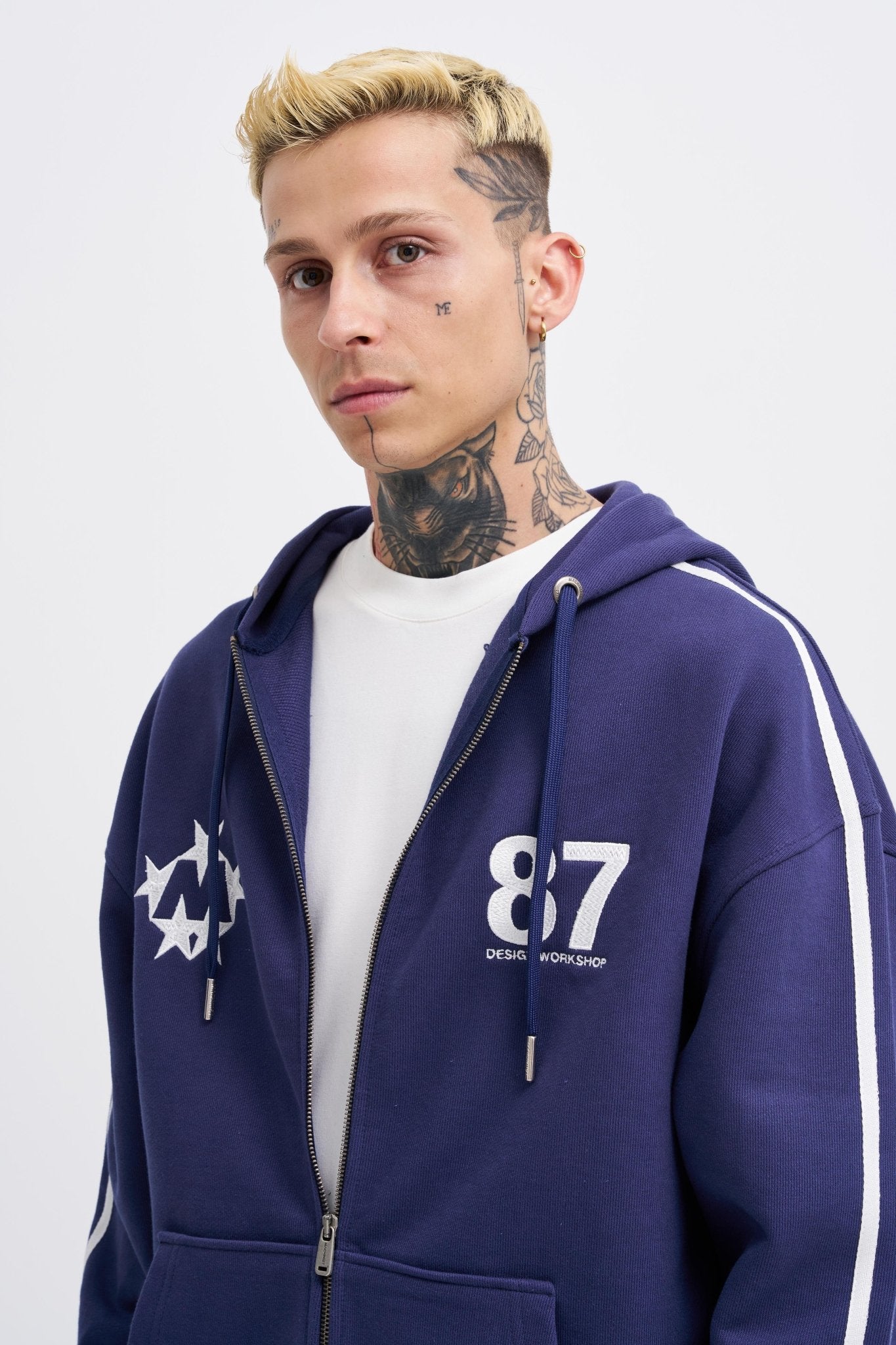 Erkek M Star Logo Zip Jacket Gece Mavisi