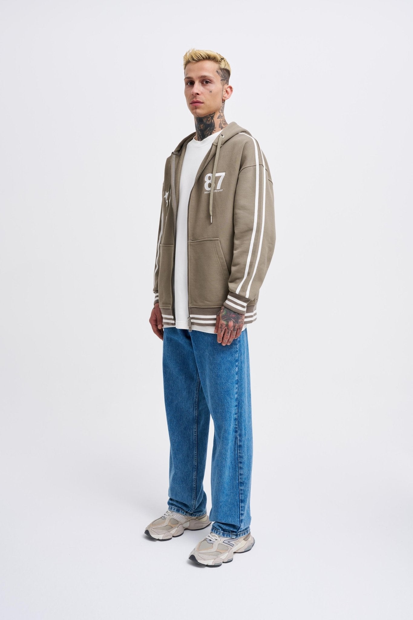 Erkek M Star Logo Zip Jacket Haki