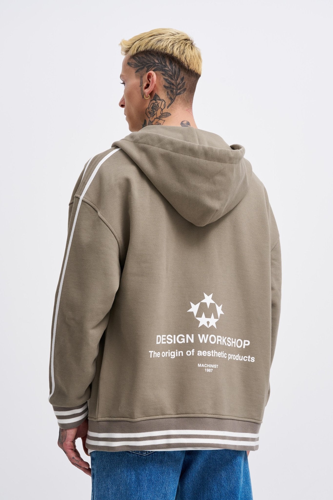 Erkek M Star Logo Zip Jacket Haki