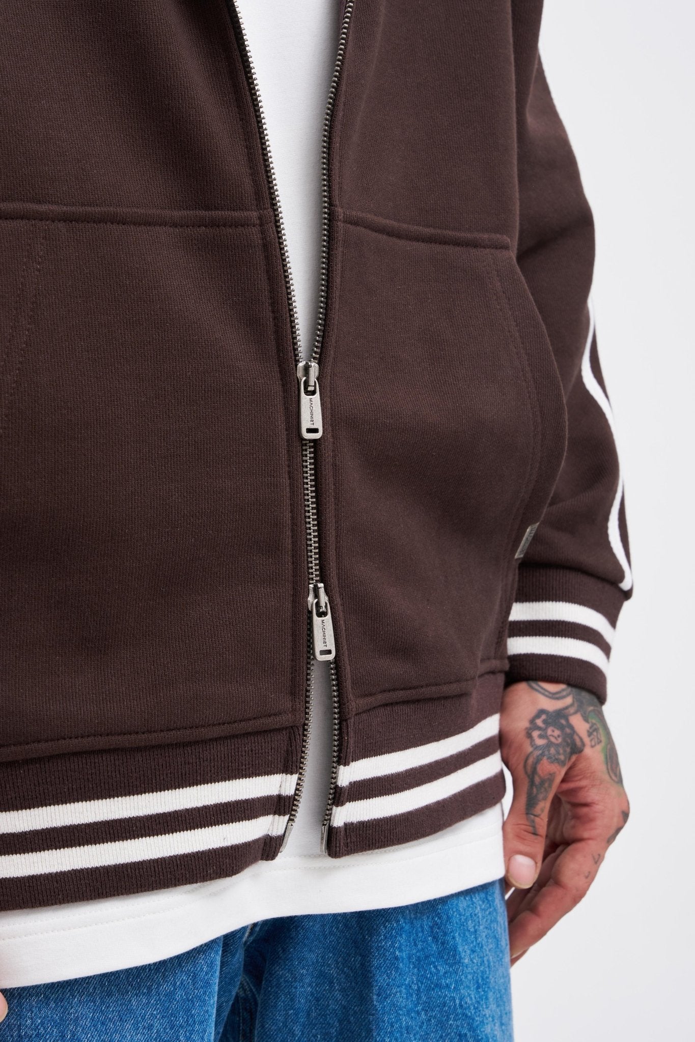 Erkek M Star Logo Zip Jacket Koyu Kahverengi