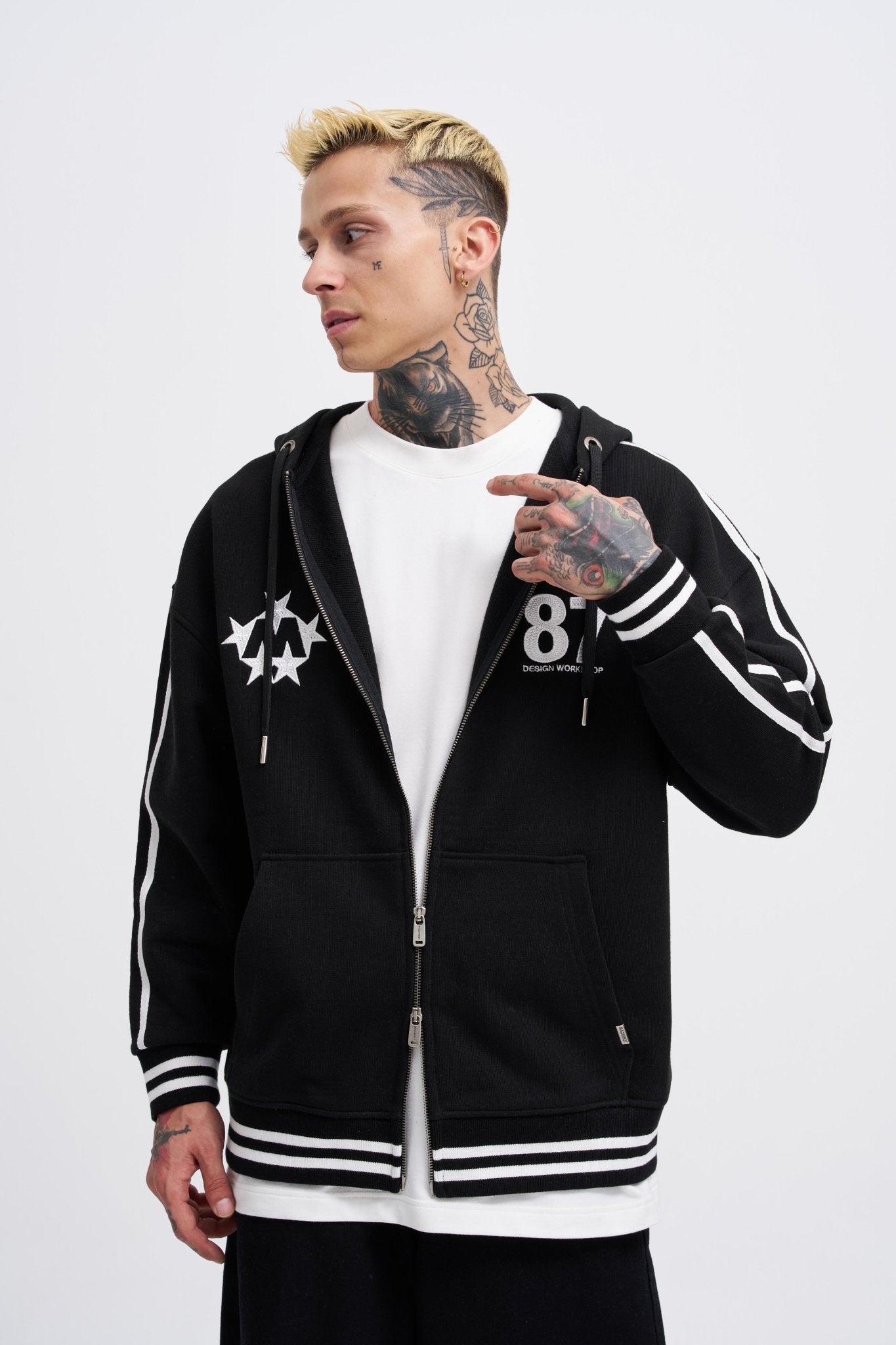 Erkek M Star Logo Zip Jacket Siyah