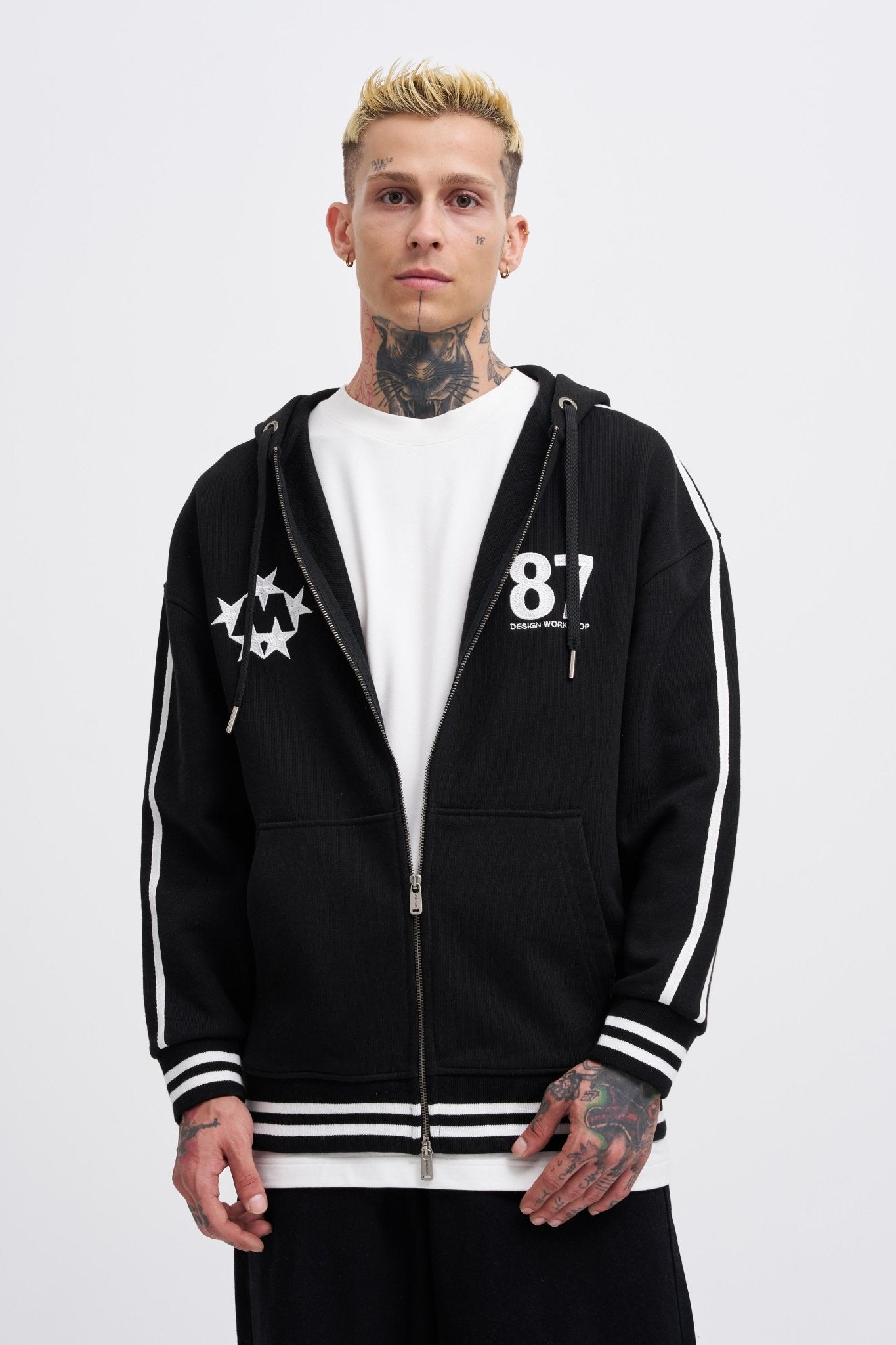 Erkek M Star Logo Zip Jacket Siyah