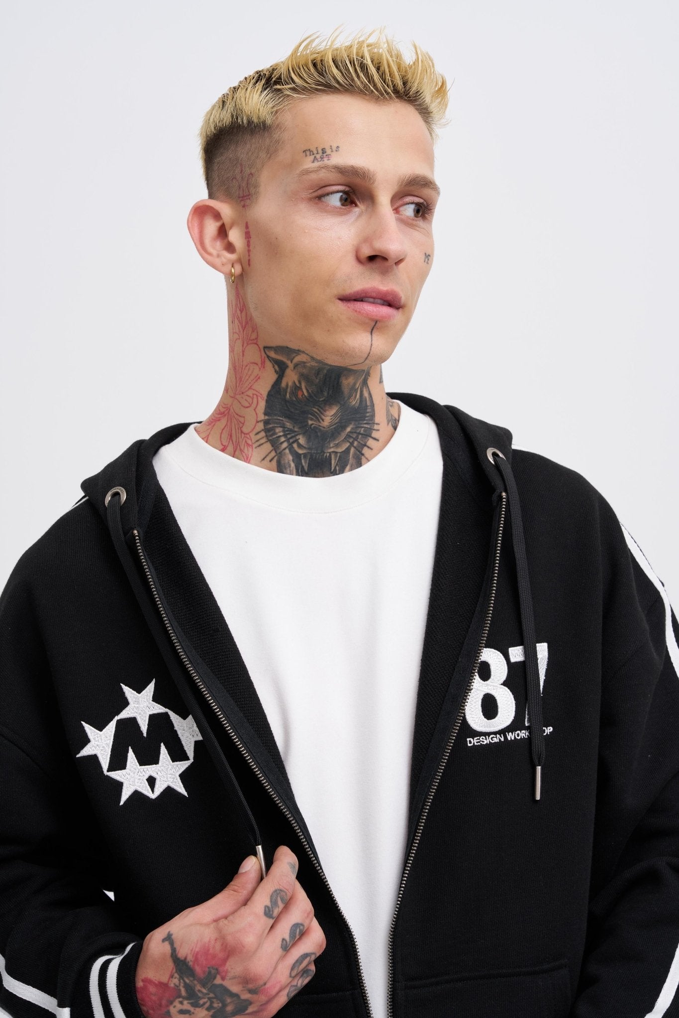 Erkek M Star Logo Zip Jacket Siyah