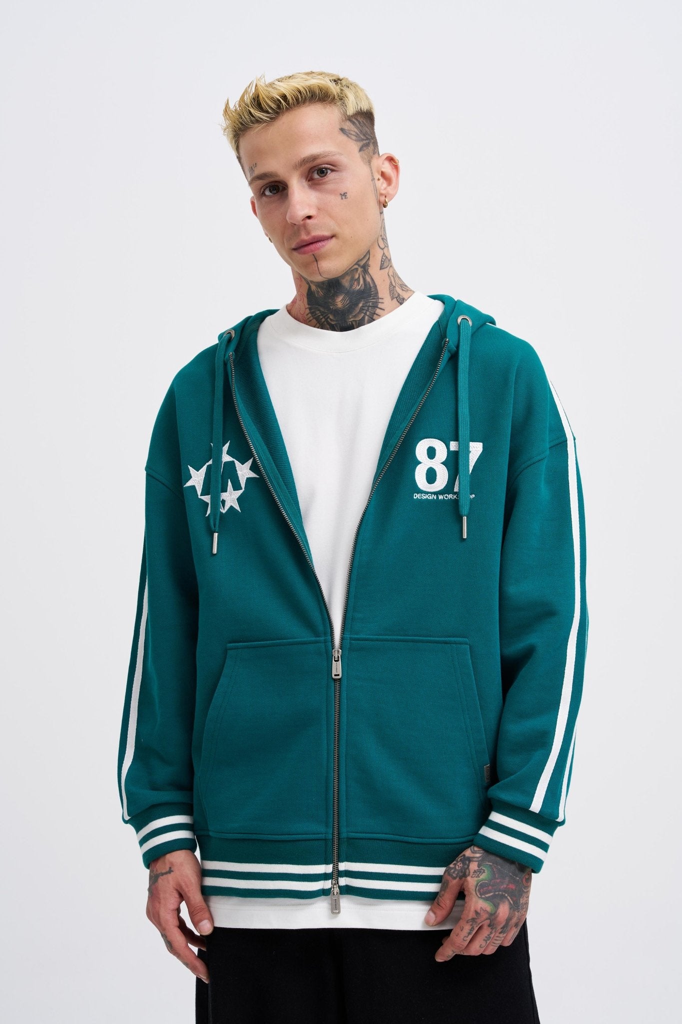 Erkek M Star Logo Zip Jacket Yağ Yeşili