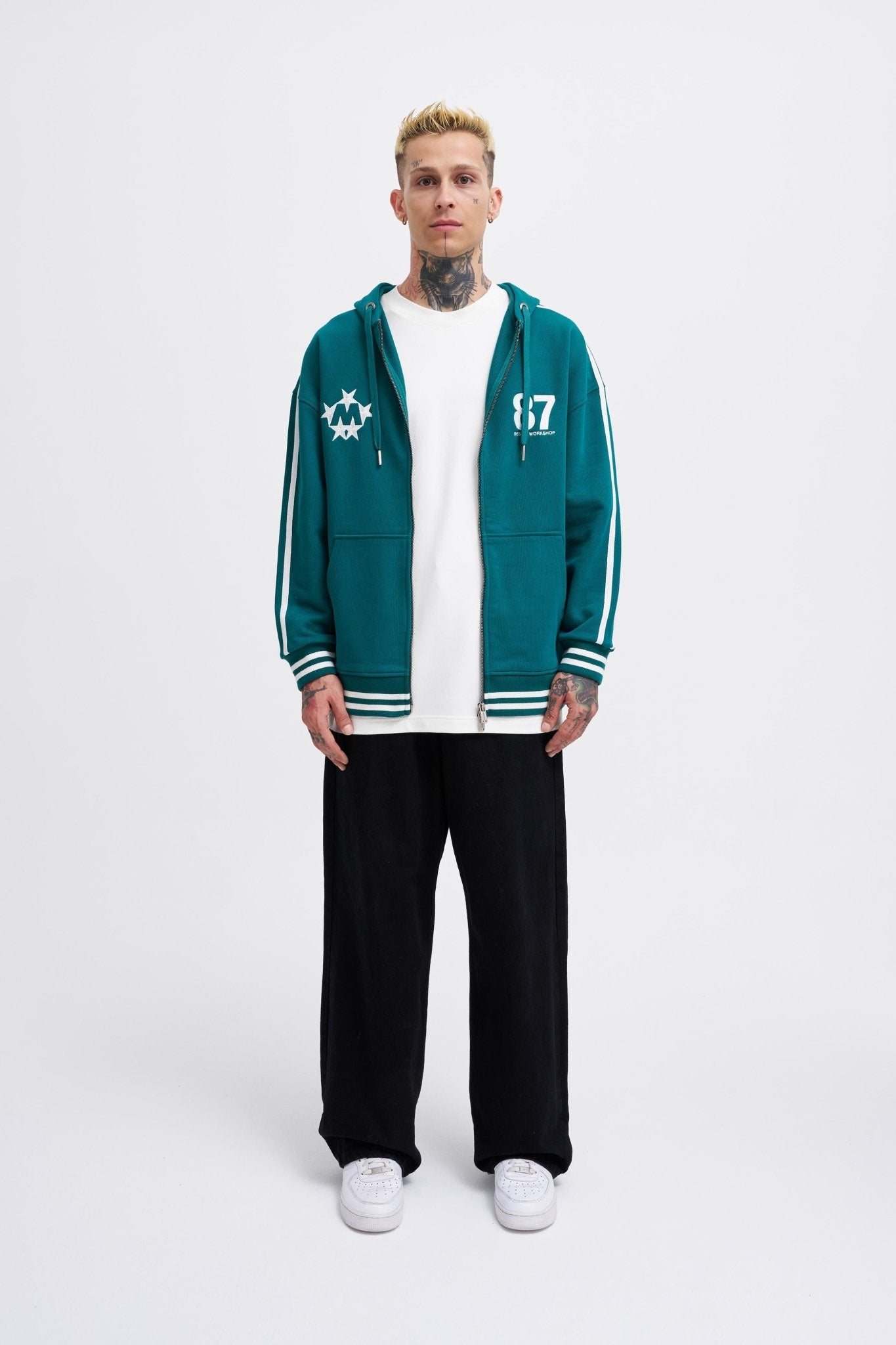 Erkek M Star Logo Zip Jacket Yağ Yeşili