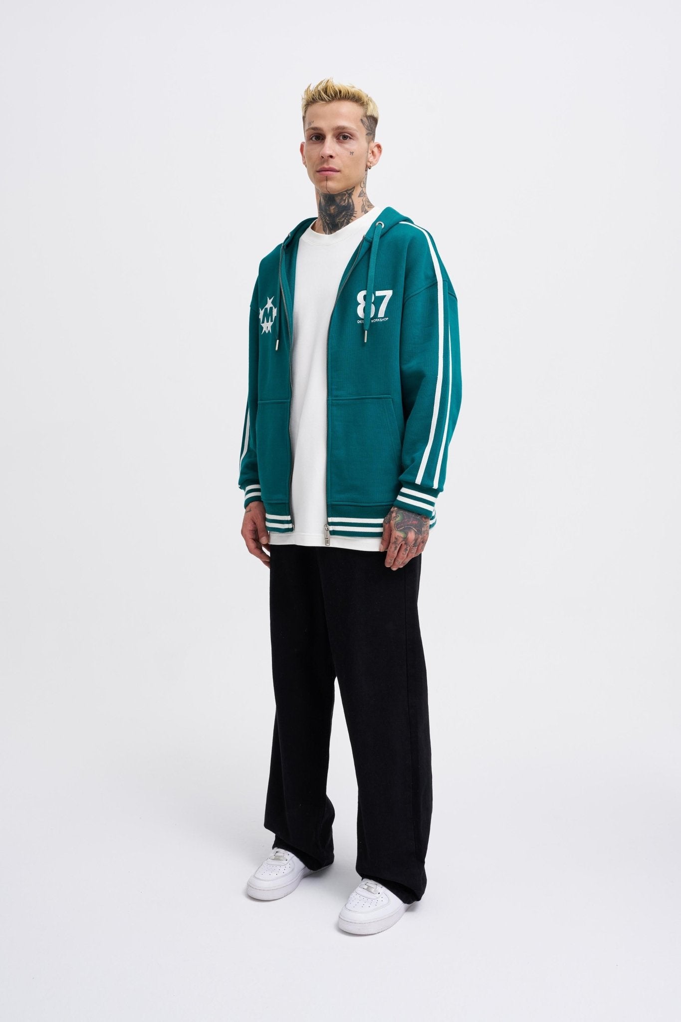 Erkek M Star Logo Zip Jacket Yağ Yeşili