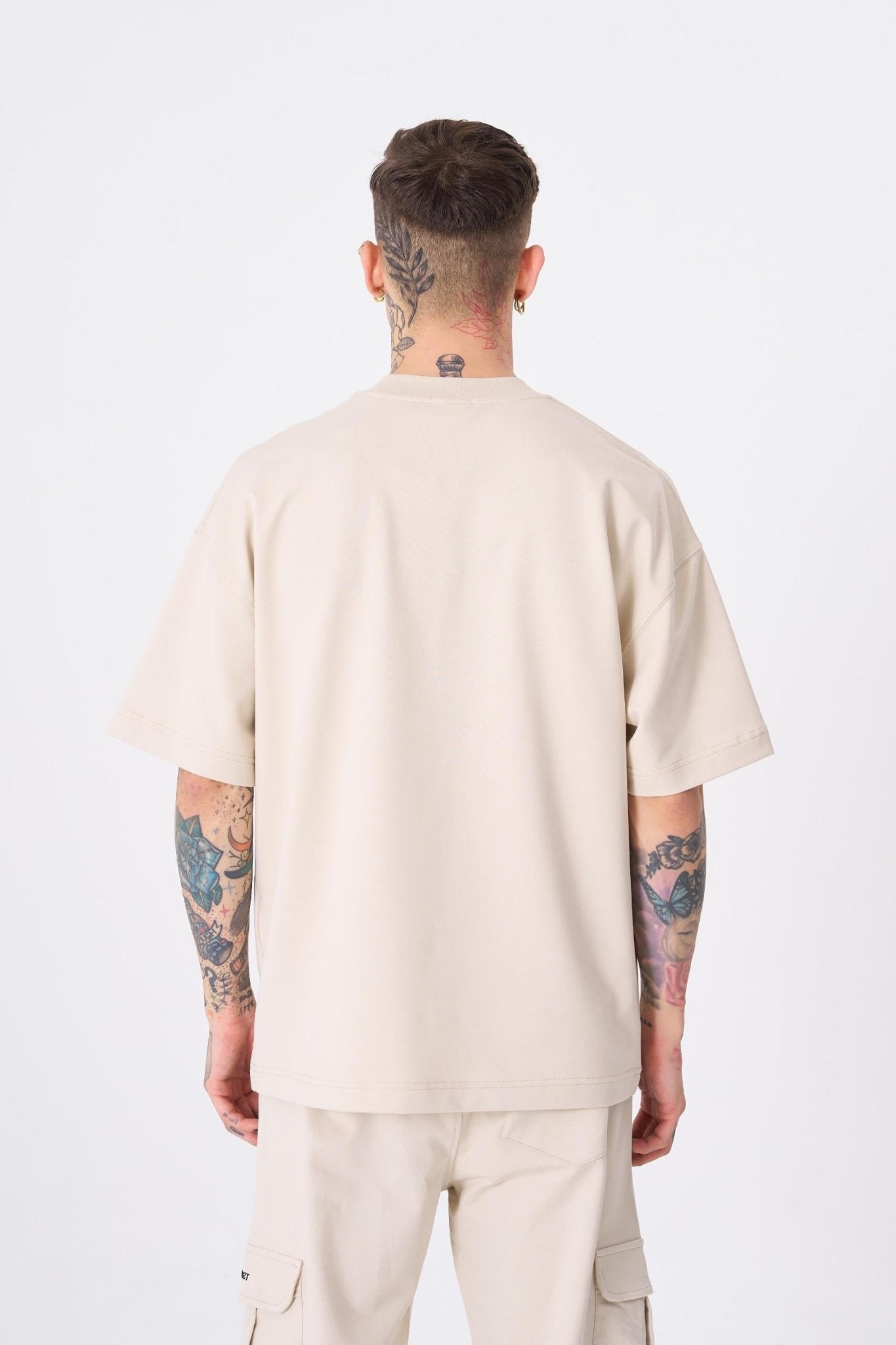 Erkek Machinist Dollar Basic Oversize Tişört Açık Bej