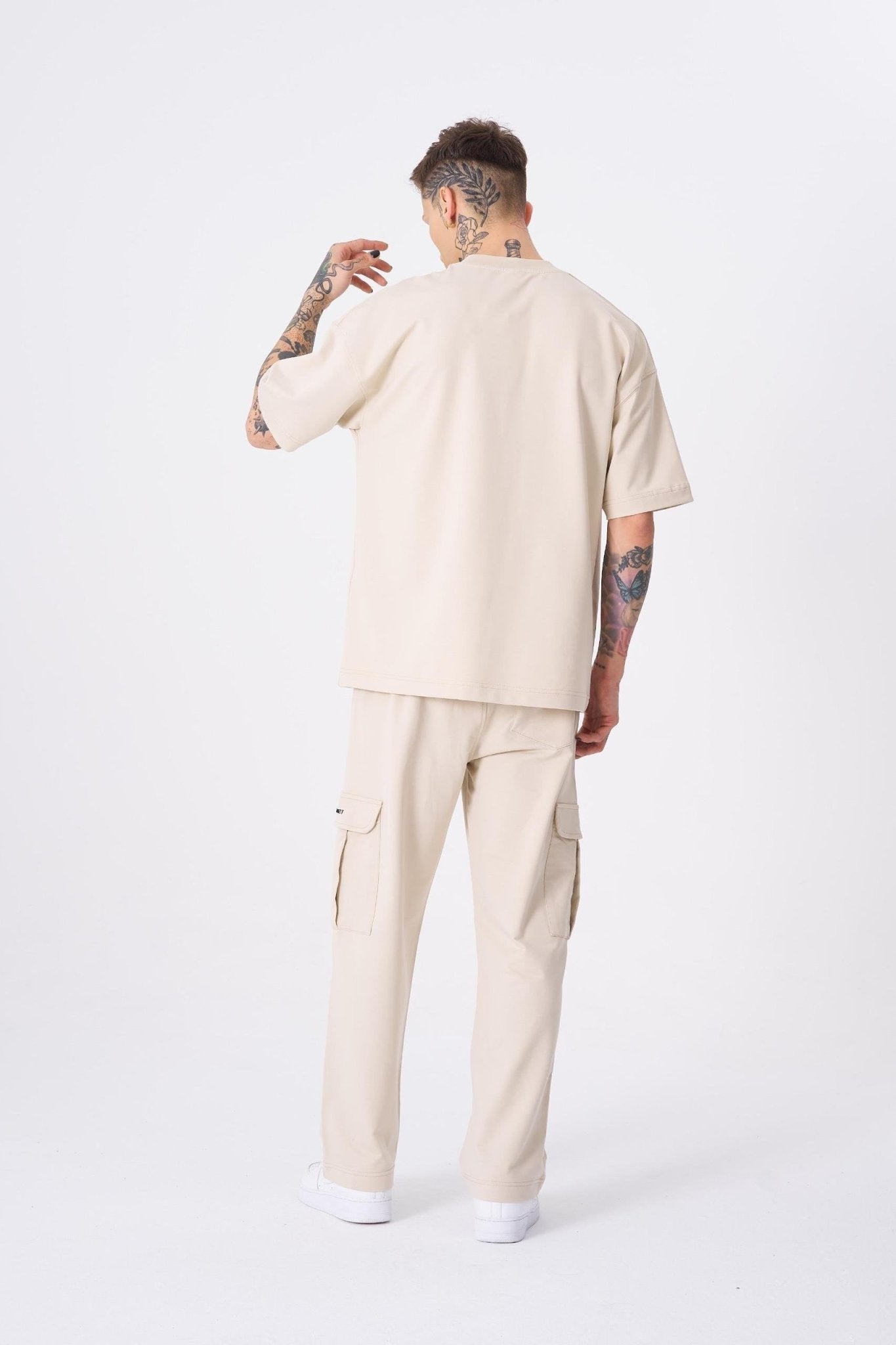 Erkek Machinist Dollar Basic Oversize Tişört Açık Bej