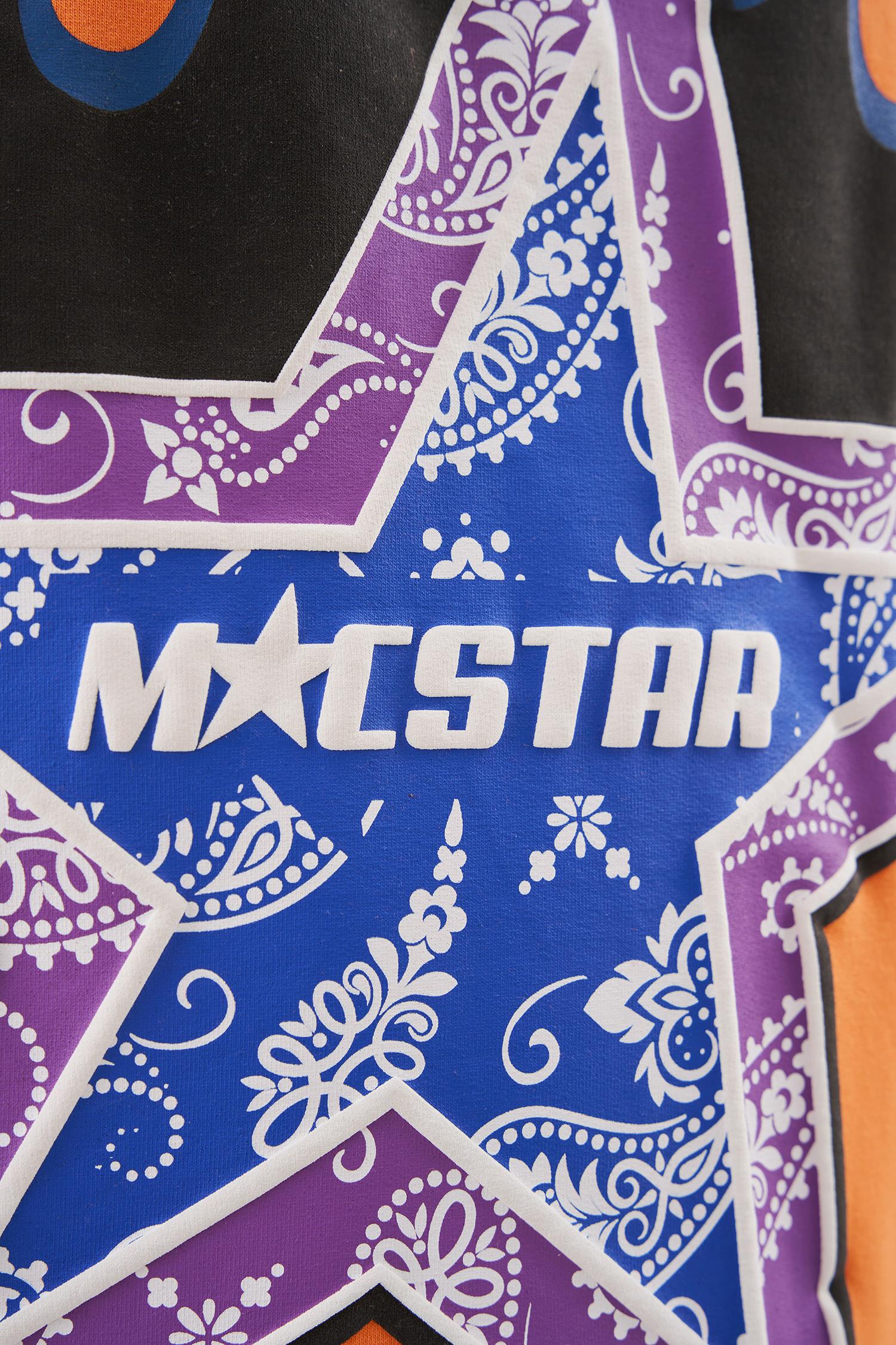 Erkek Macstar Flame Baskılı Oversize Tişört Elektrik - Turuncu