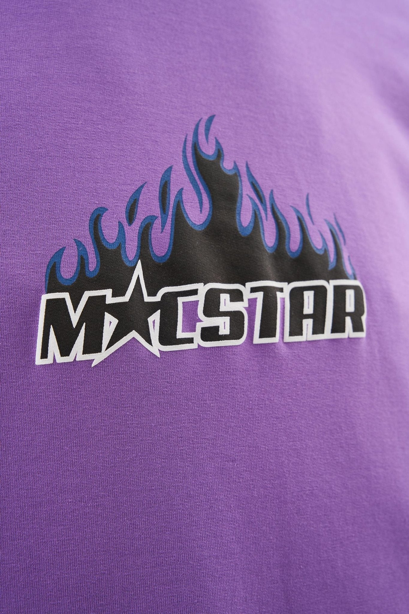 Erkek Macstar Flame Baskılı Oversize Tişört Mor