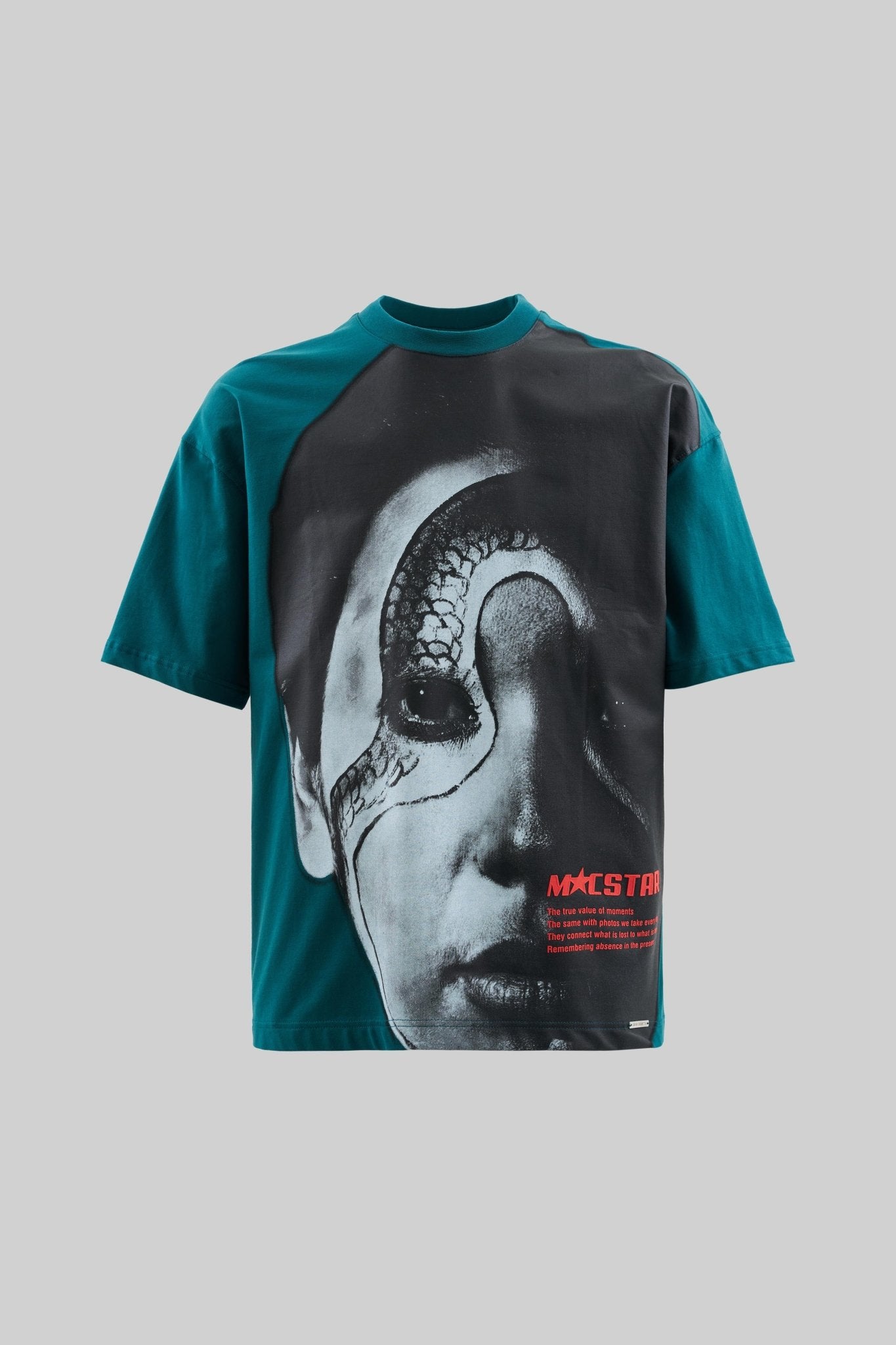 Erkek Macstar Snake Face Oversize Tişört Yağ Yeşili