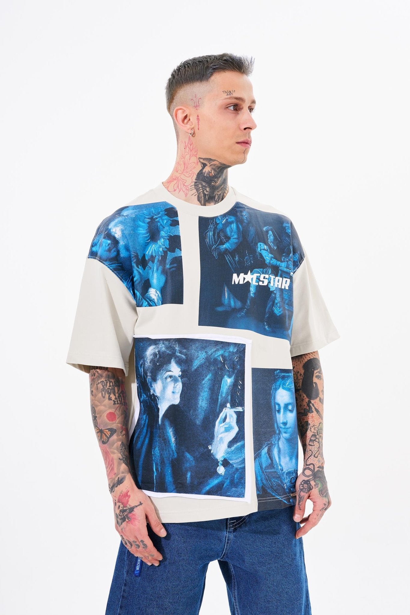 Erkek Macstar Vintage Oversize Tişört Uzay Grisi