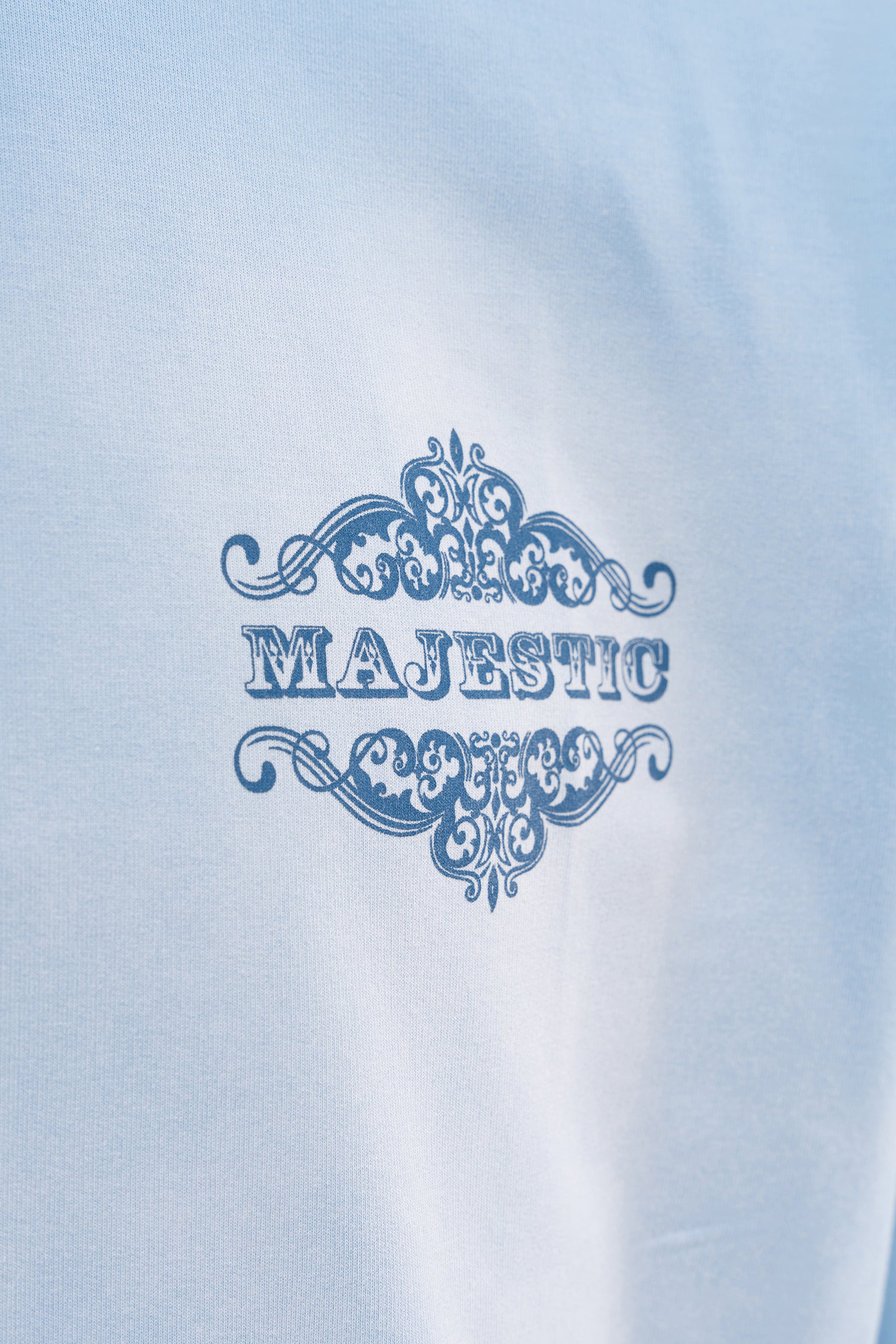 Erkek Majestic Slogan Oversize Tişört Açık Mavi-5