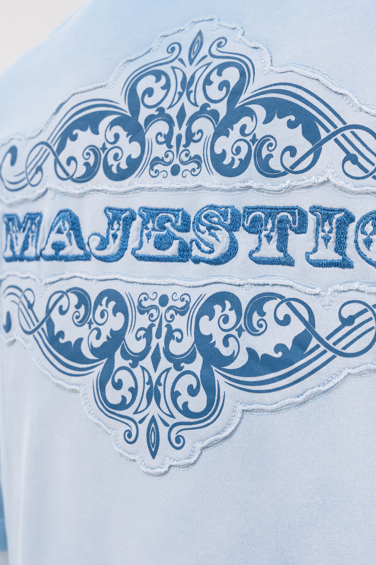 Erkek Majestic Slogan Oversize Tişört Açık Mavi-7