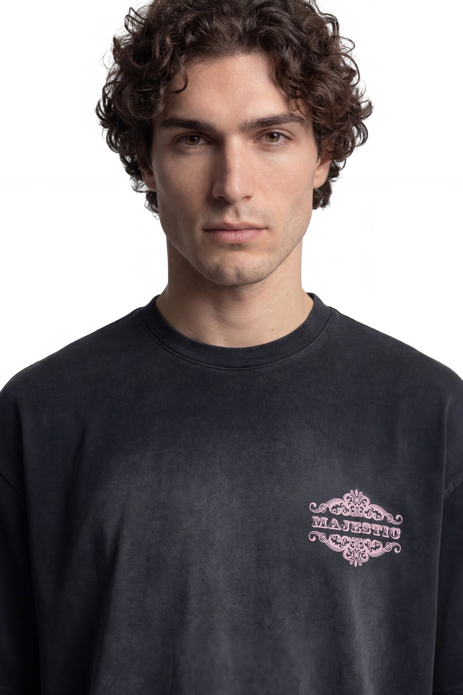 Erkek Majestic Slogan Oversize Tişört Antrasit-4