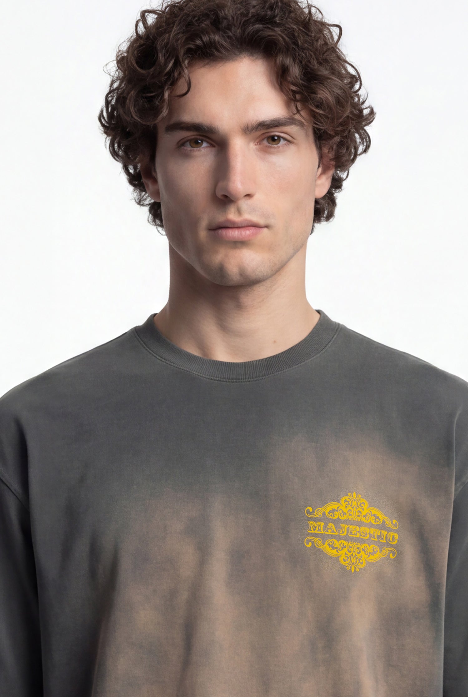 Erkek Majestic Slogan Oversize Tişört Haki-4