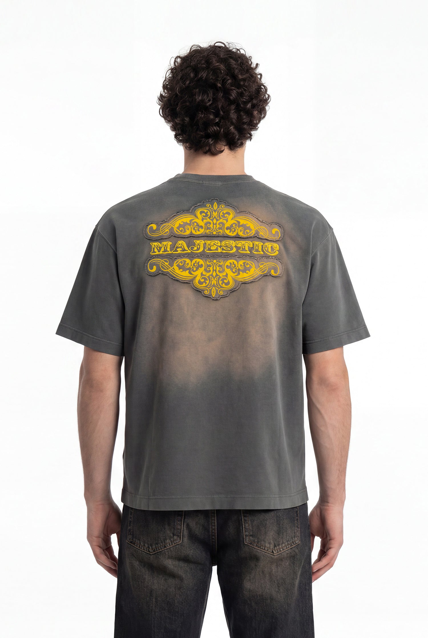 Erkek Majestic Slogan Oversize Tişört Haki-5
