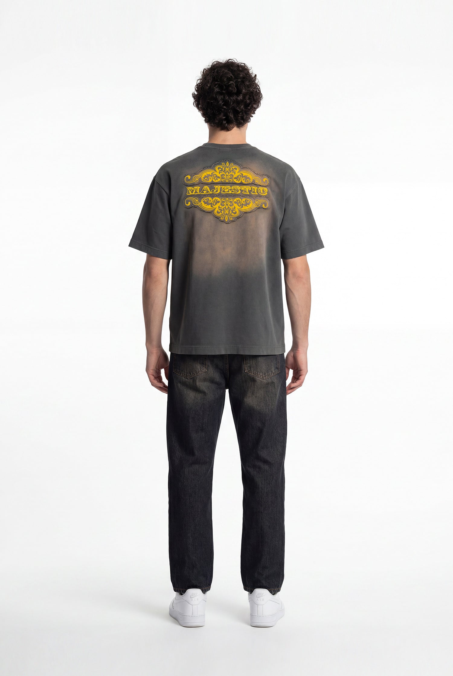 Erkek Majestic Slogan Oversize Tişört Haki-9