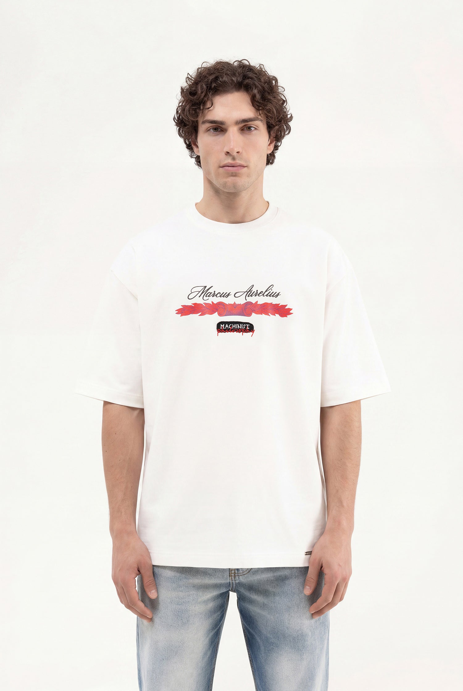Erkek Marcus Aurelius Oversize Tişört Ekru