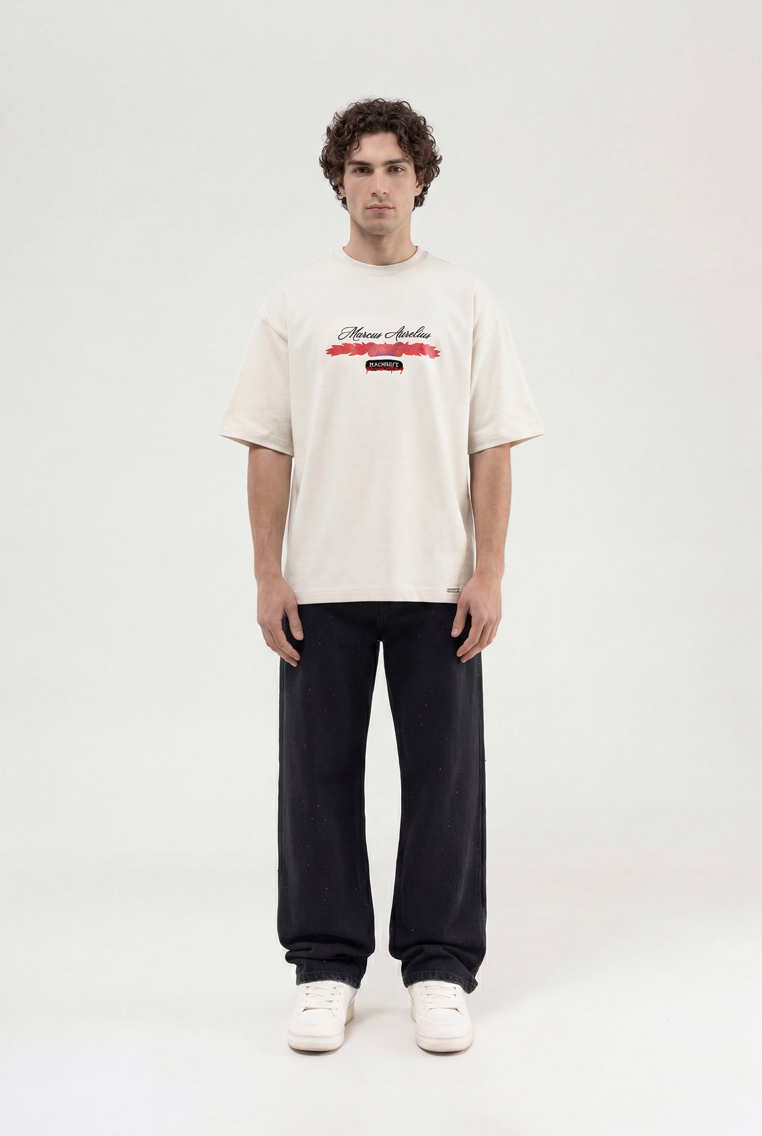Erkek Marcus Aurelius Oversize Tişört Uzay Grisi-4