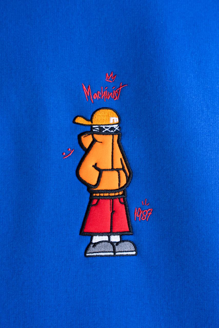 Erkek Mascot Nakışlı Şardonlu Sweatshirt Açık Mavi