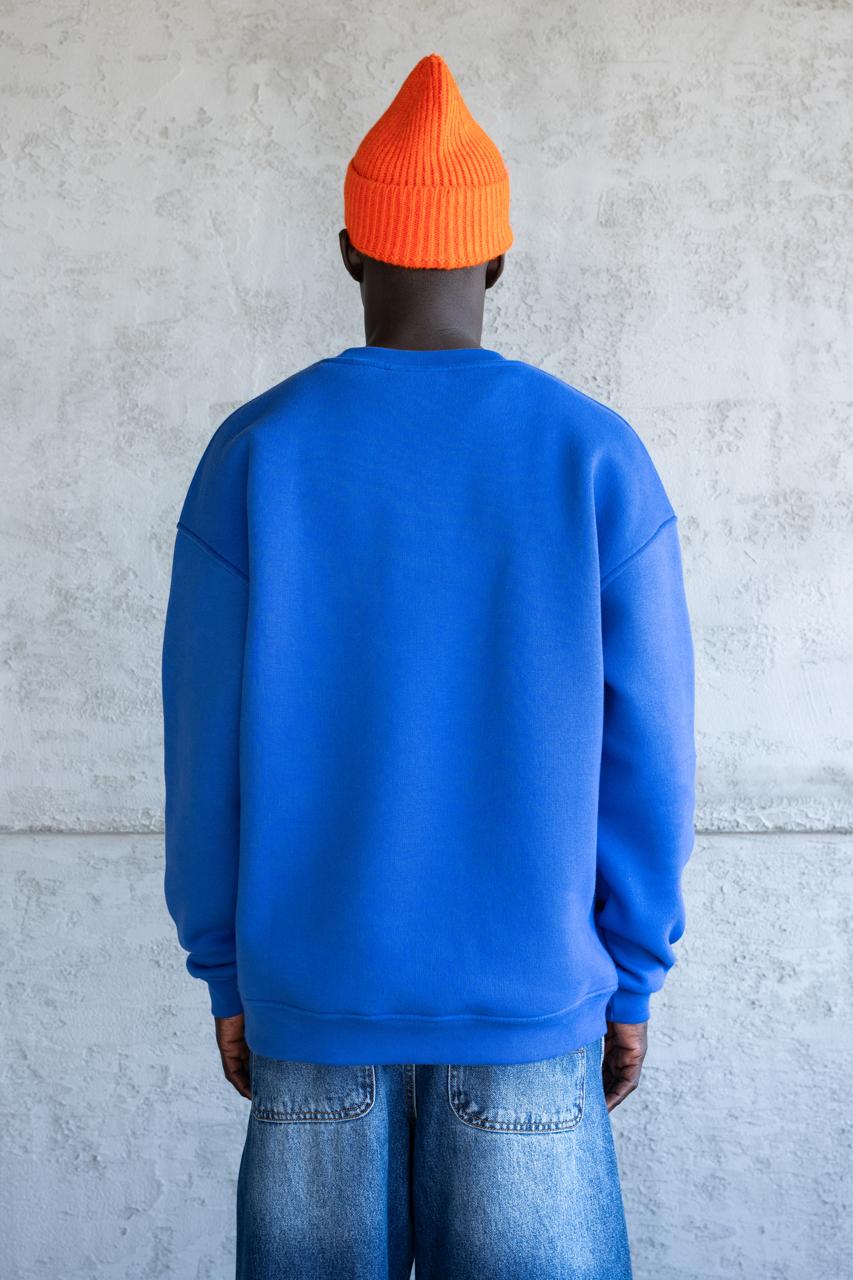 Erkek Mascot Nakışlı Şardonlu Sweatshirt Açık Mavi