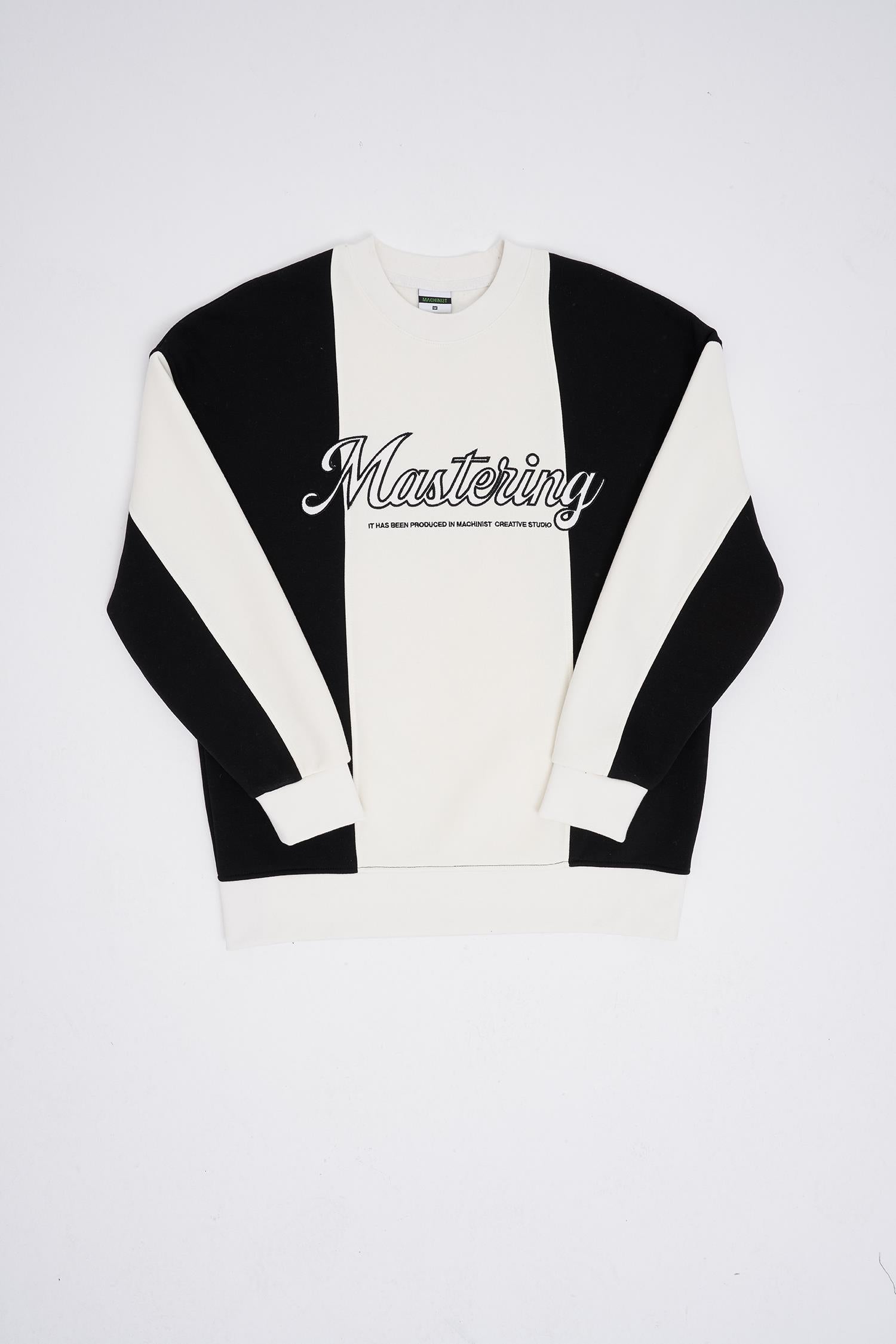 Erkek Mastering Slogan Embroidery Sweatshirt Ekru - Siyah