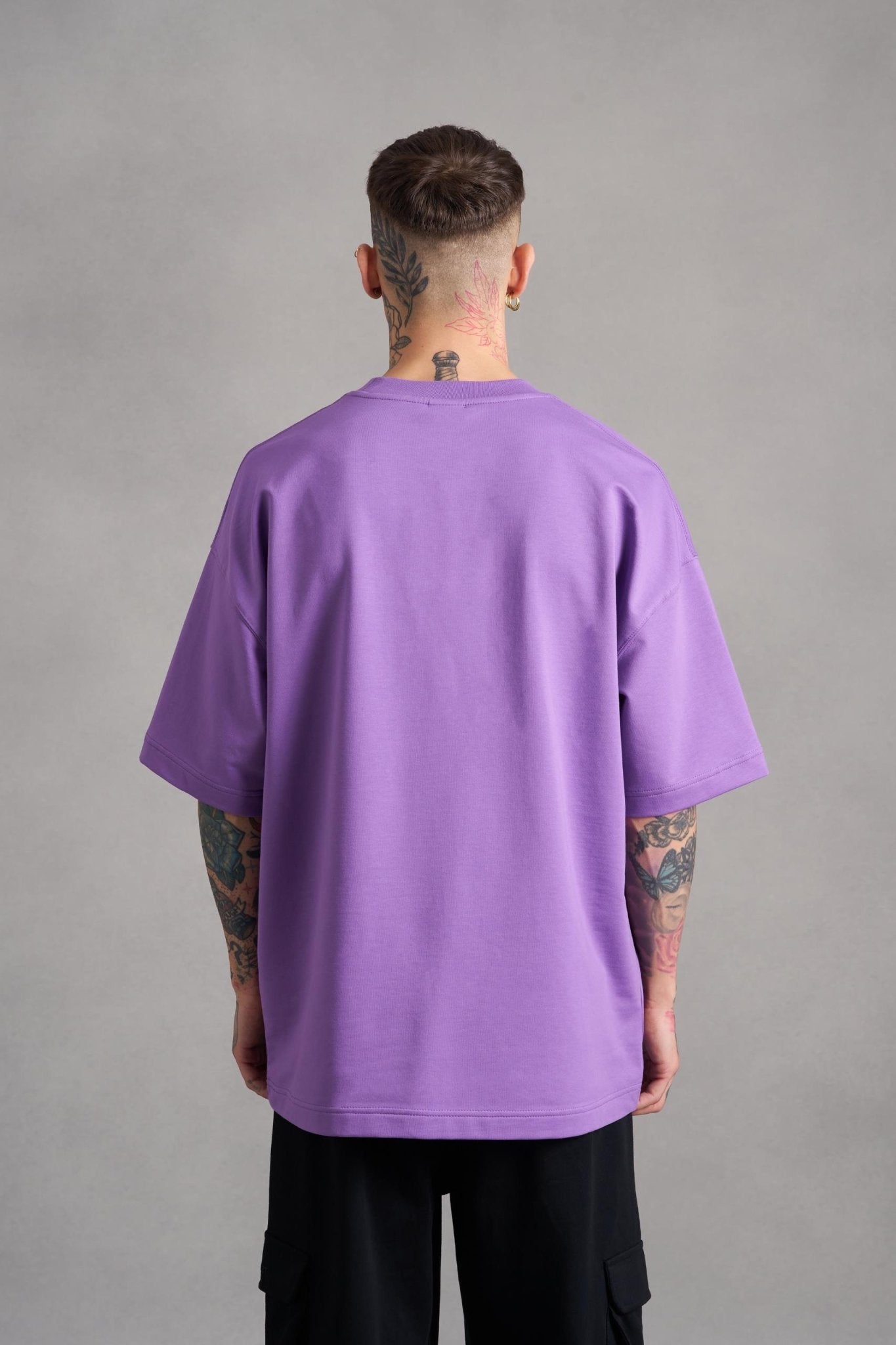 Erkek Mch Mahhong Baskılı Oversize Tişört Mor