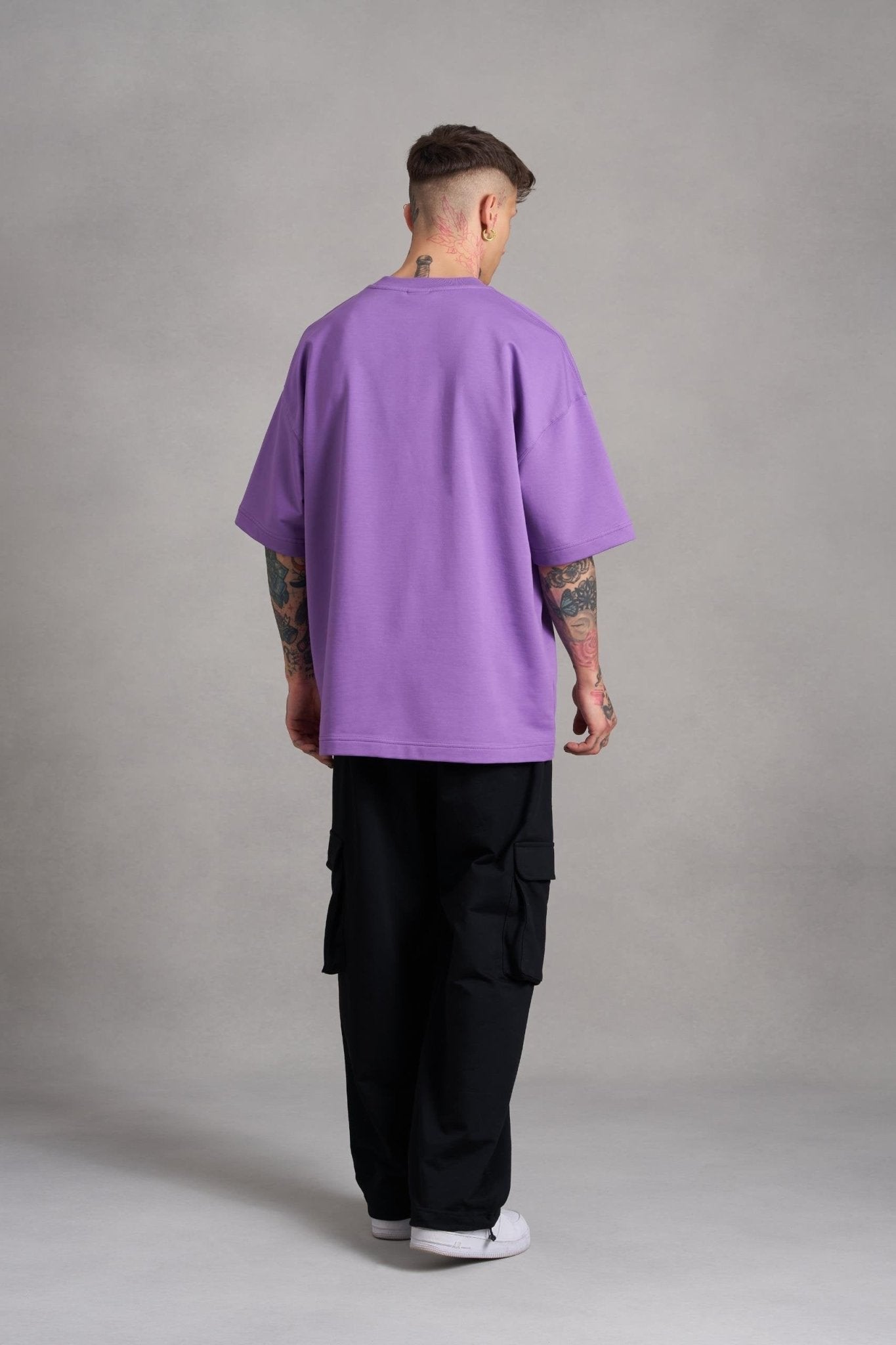 Erkek Mch Mahhong Baskılı Oversize Tişört Mor