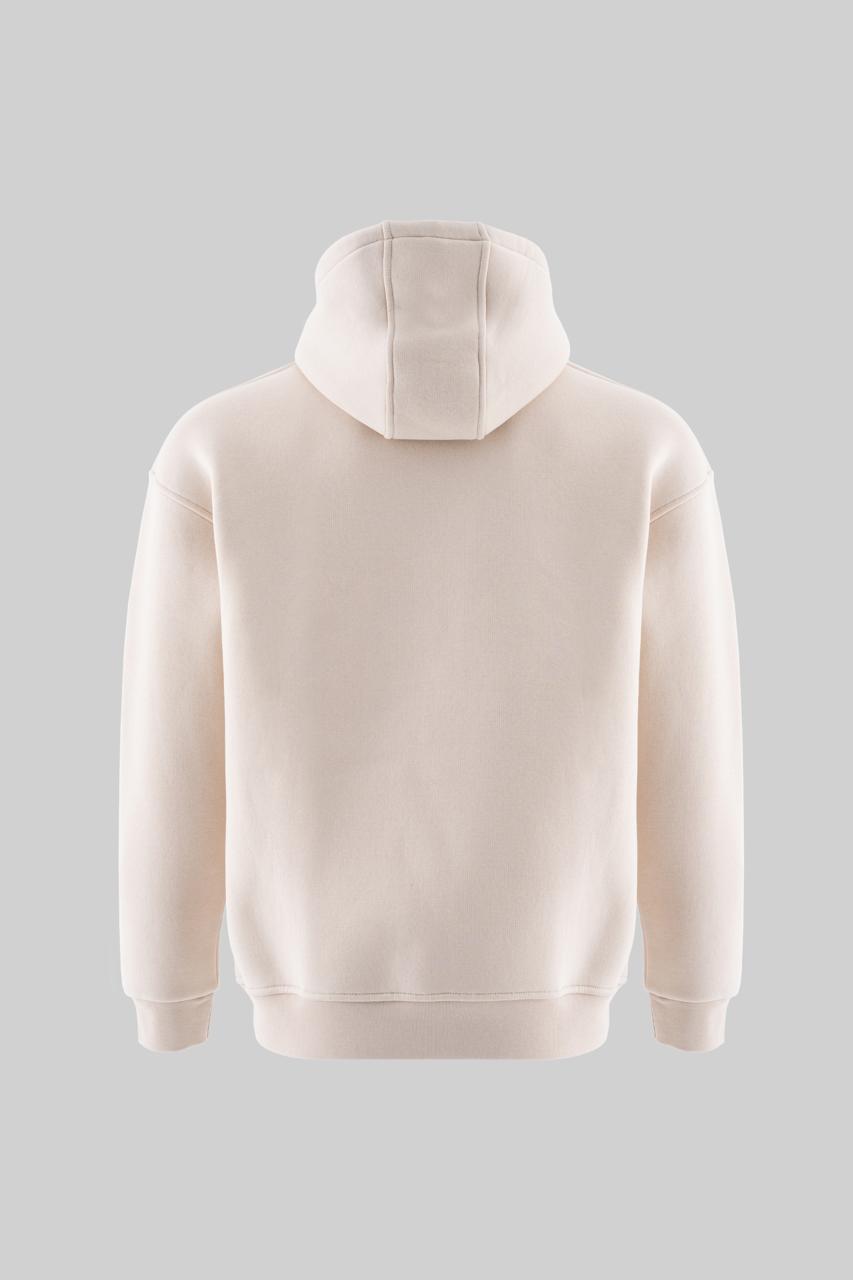 Erkek Melek Nakışlı Şardonlu Kapüşonlu Sweatshirt Açık Bej