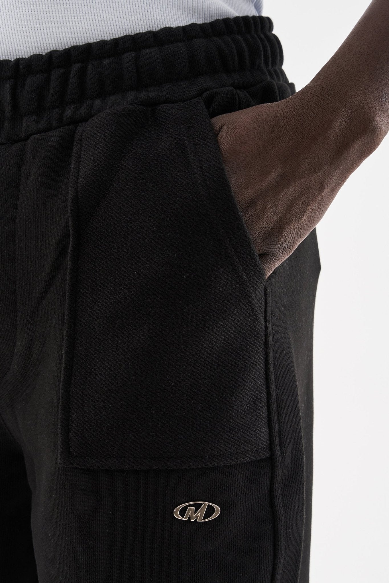 Erkek Metal Label Oversize Sweatshirt Siyah