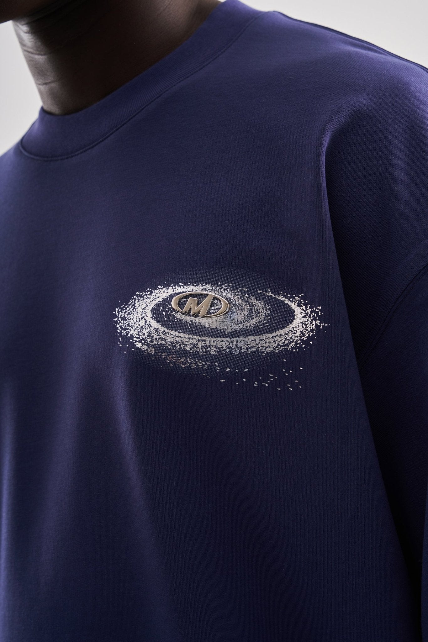 Erkek Metal Space Oversize Tişört Gece Mavisi