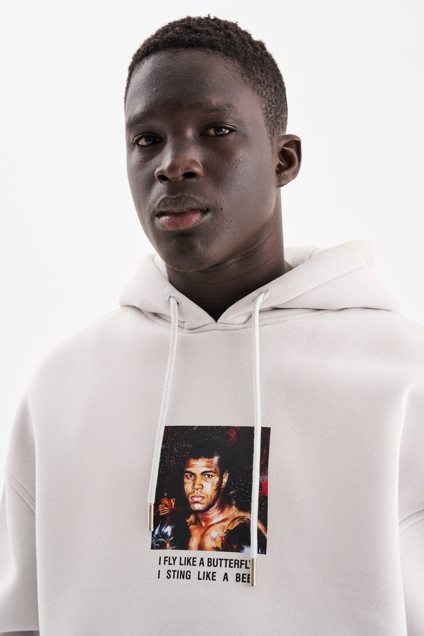 Erkek Muhammed Ali Baskılı Kapüşonlu Sweatshirt Uzay Grisi