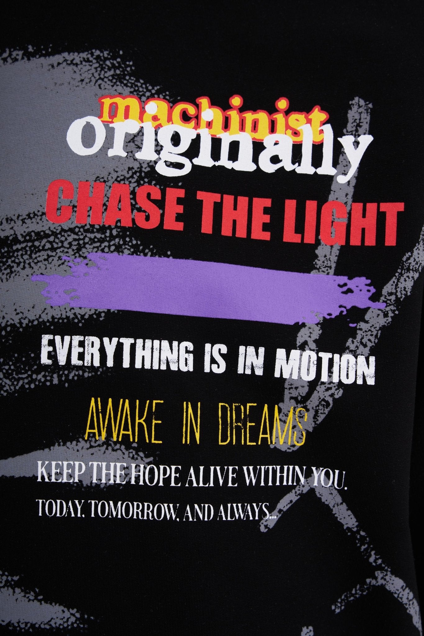 Erkek Multi Colored And Slogan Printed Oversi̇ze Ti̇şört Siyah