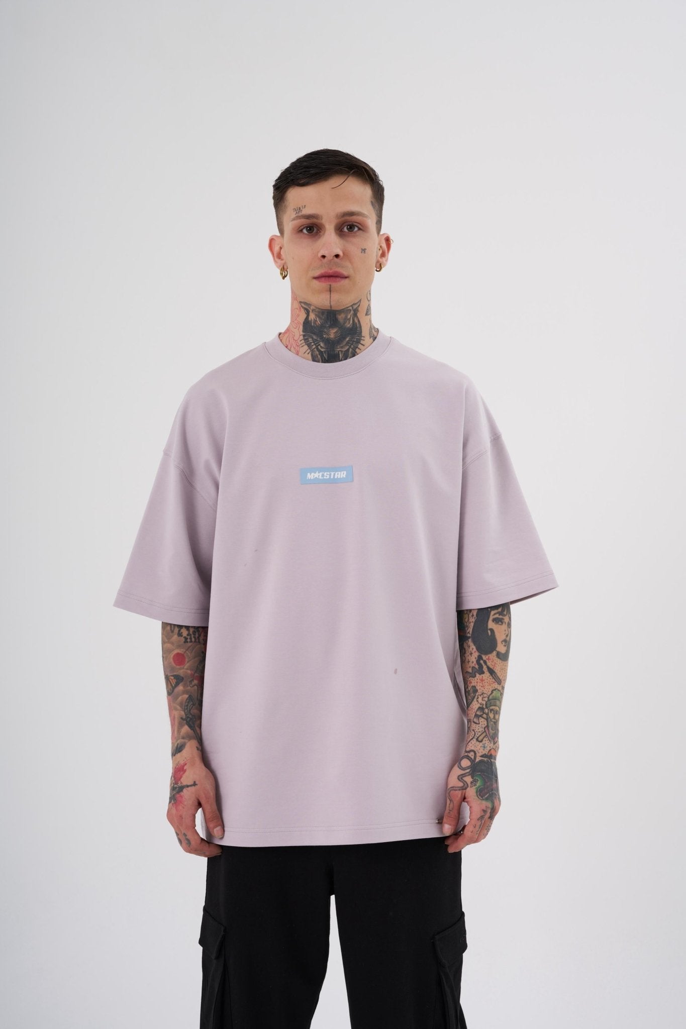 Erkek My Life Is Comedy Baskılı Oversize Tişört İnci Gri