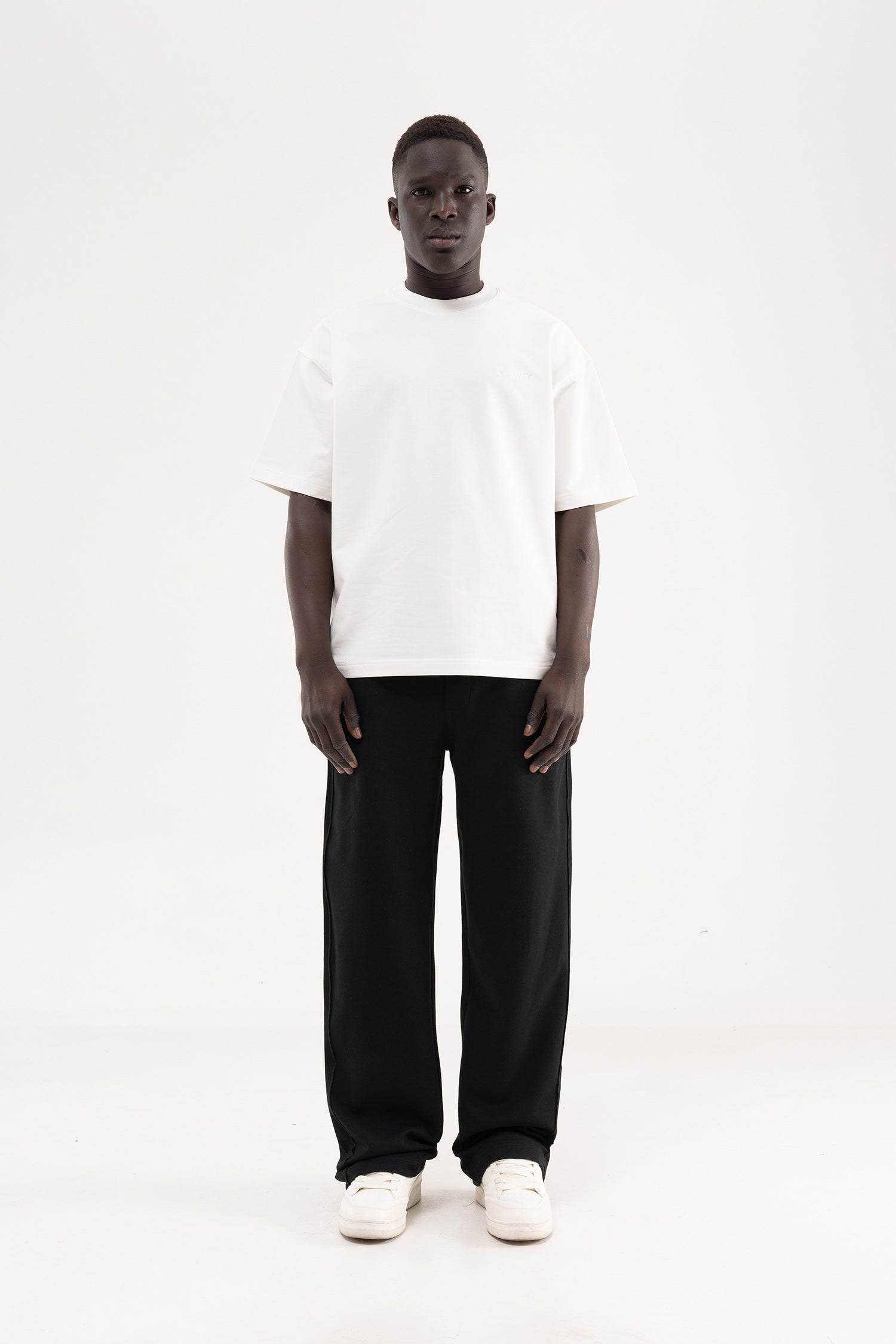Erkek Nakışlı Double Face Baggy Pantolon Siyah-6