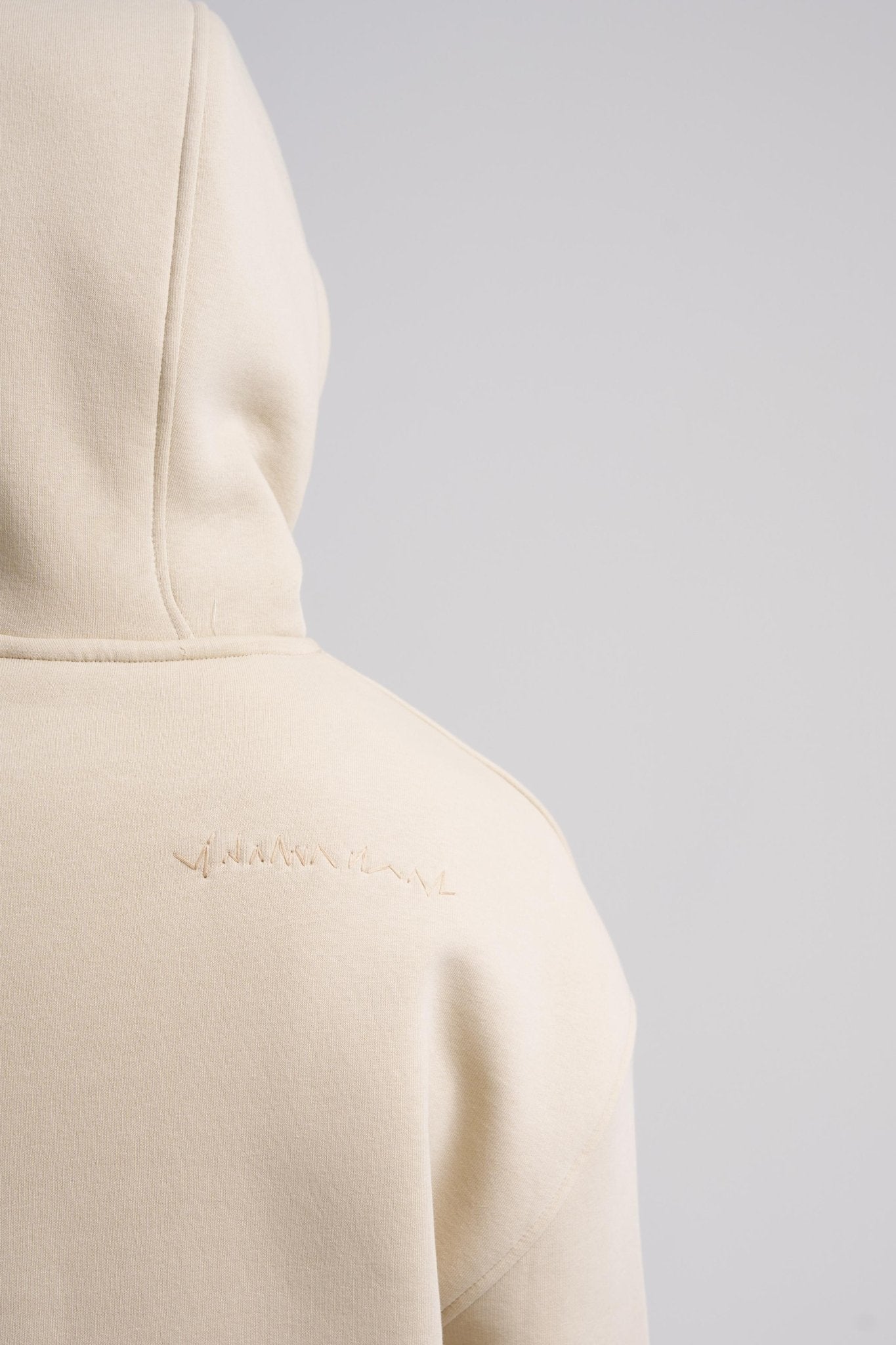 Erkek Nakışlı Kanguru Cepli Oversize Sweatshirt Açık Bej
