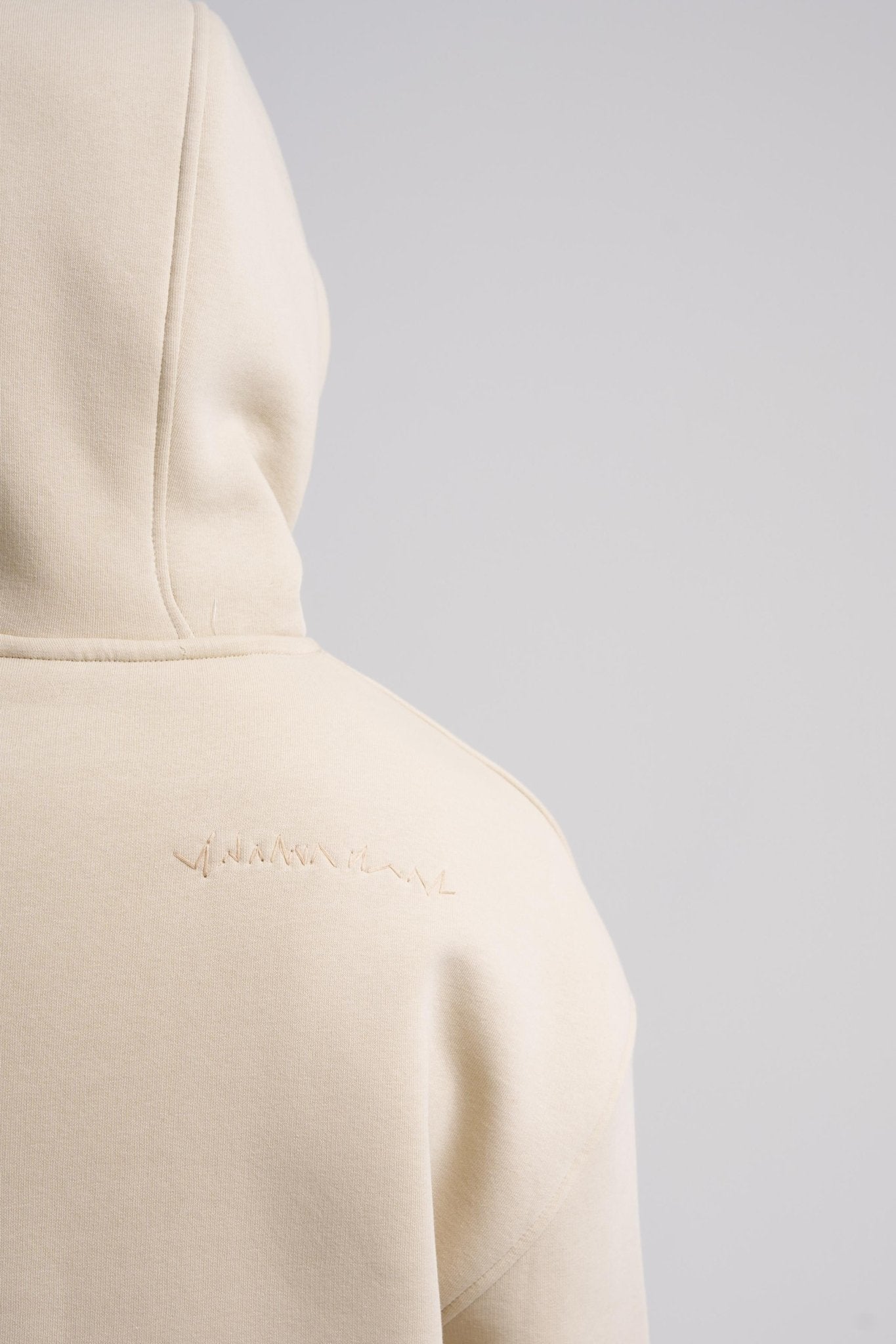 Erkek Nakışlı Kanguru Cepli Oversize Sweatshirt Açık Bej