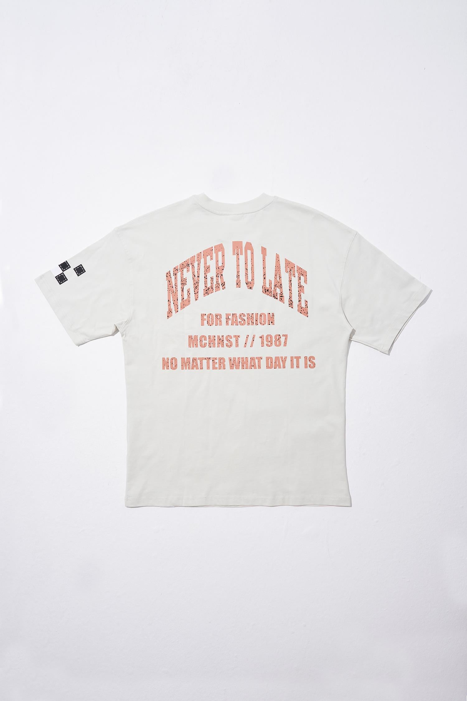 Erkek Never To Late Baskılı Oversize Tişört Uzay Grisi