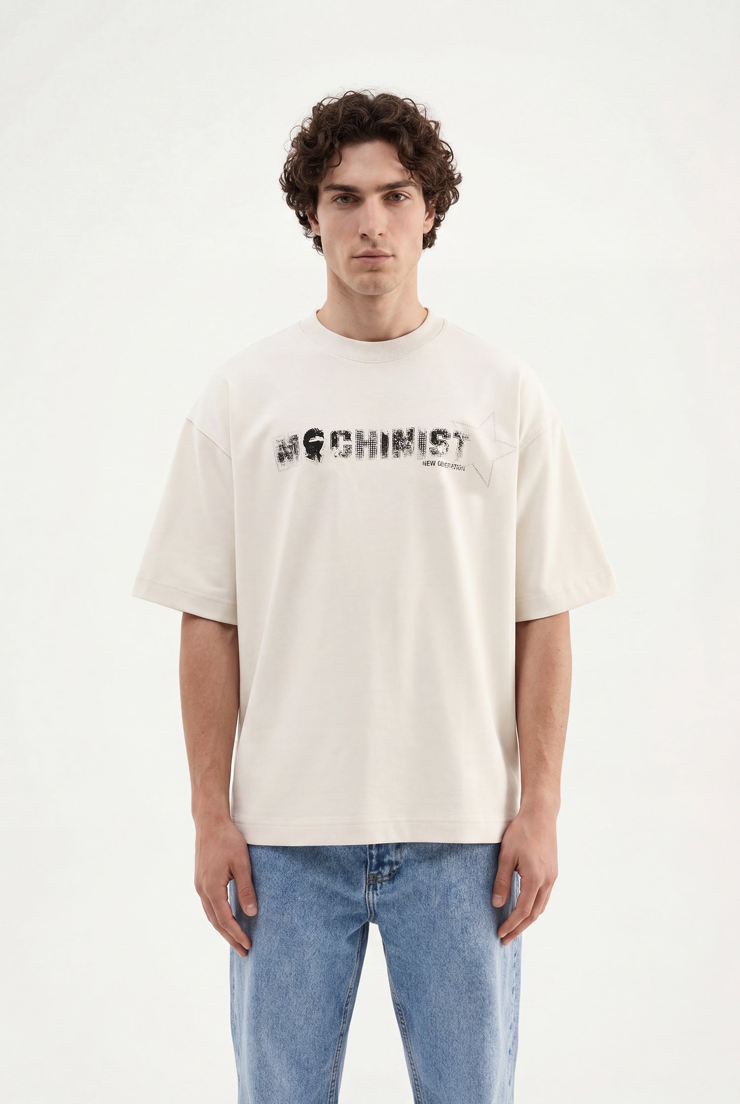 Erkek New Generation Baskılı Oversize Tişört Uzay Grisi