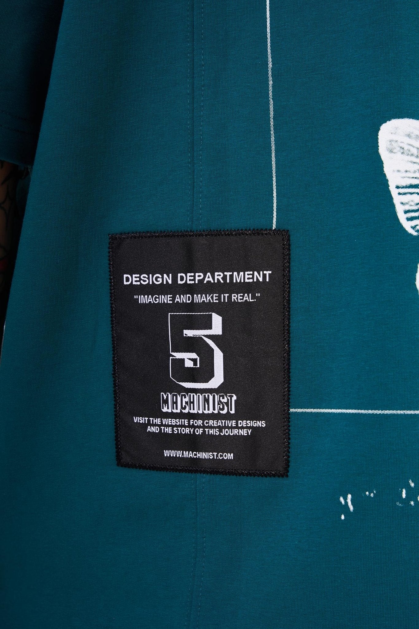Erkek Number 5 Baskılı Oversize Tişört Yağ Yeşili