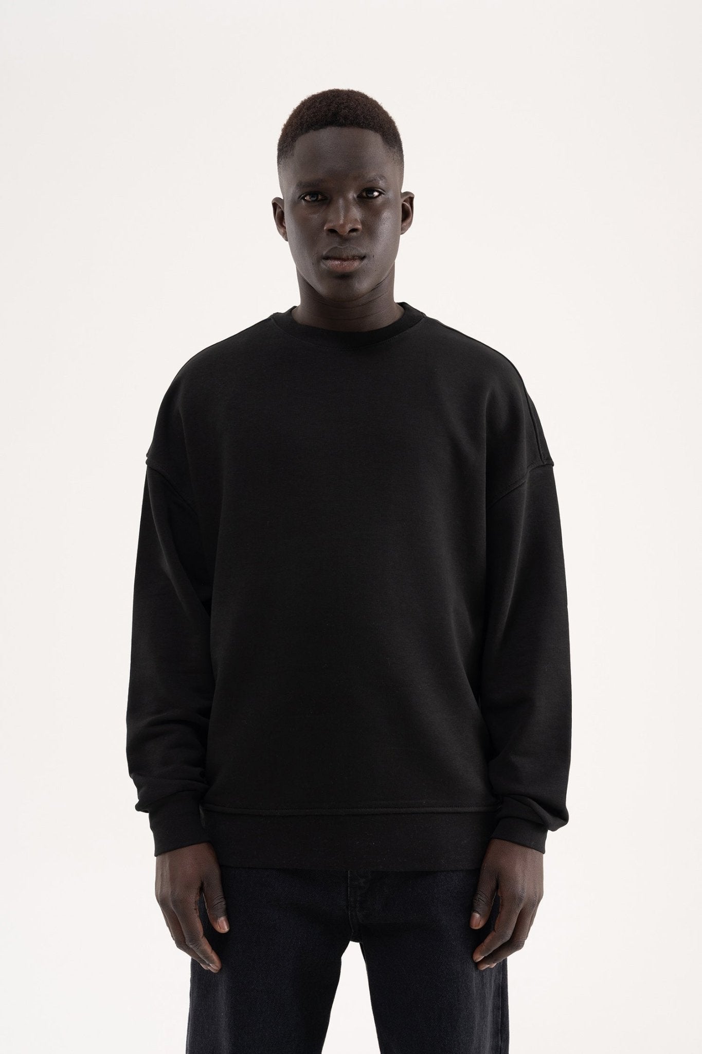 Erkek Old School Basc Şardonlu Sweatshirt Siyah